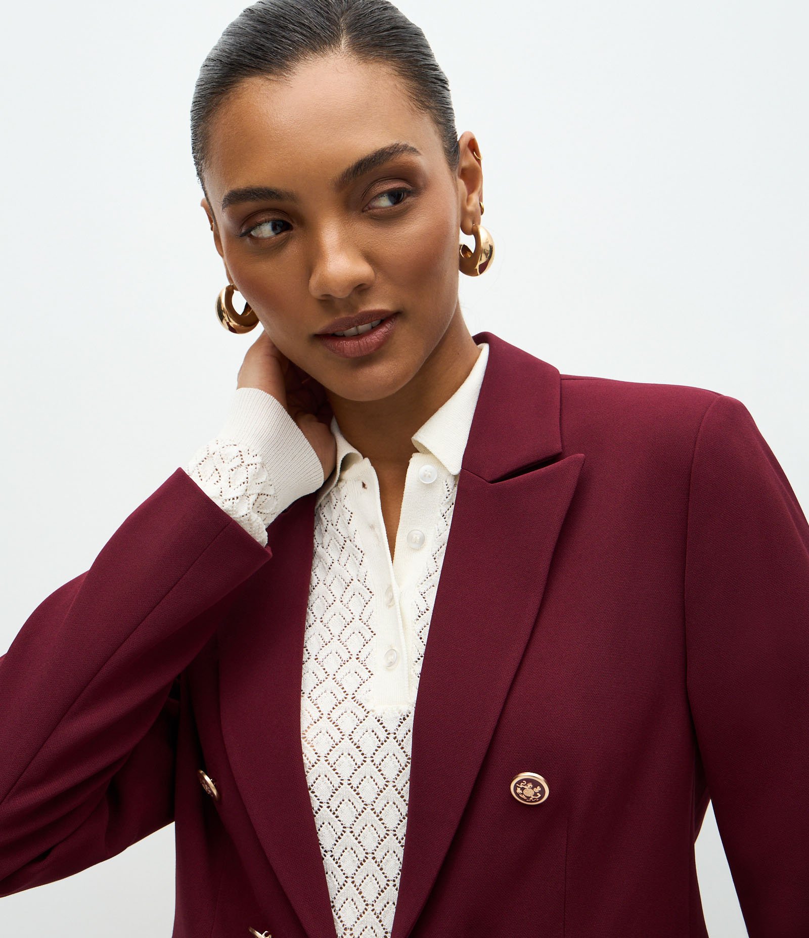 Blazer Slim Alfaiatado com Botões Diferenciados Bordô 4