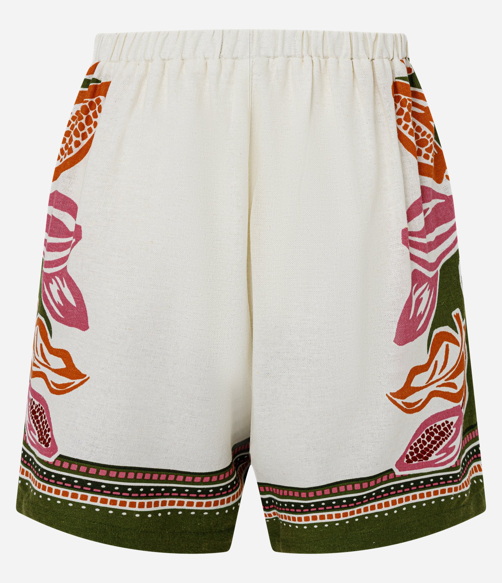 Short Evasê em Viscolinho com Estampa Tropical e Amarração Off White 5