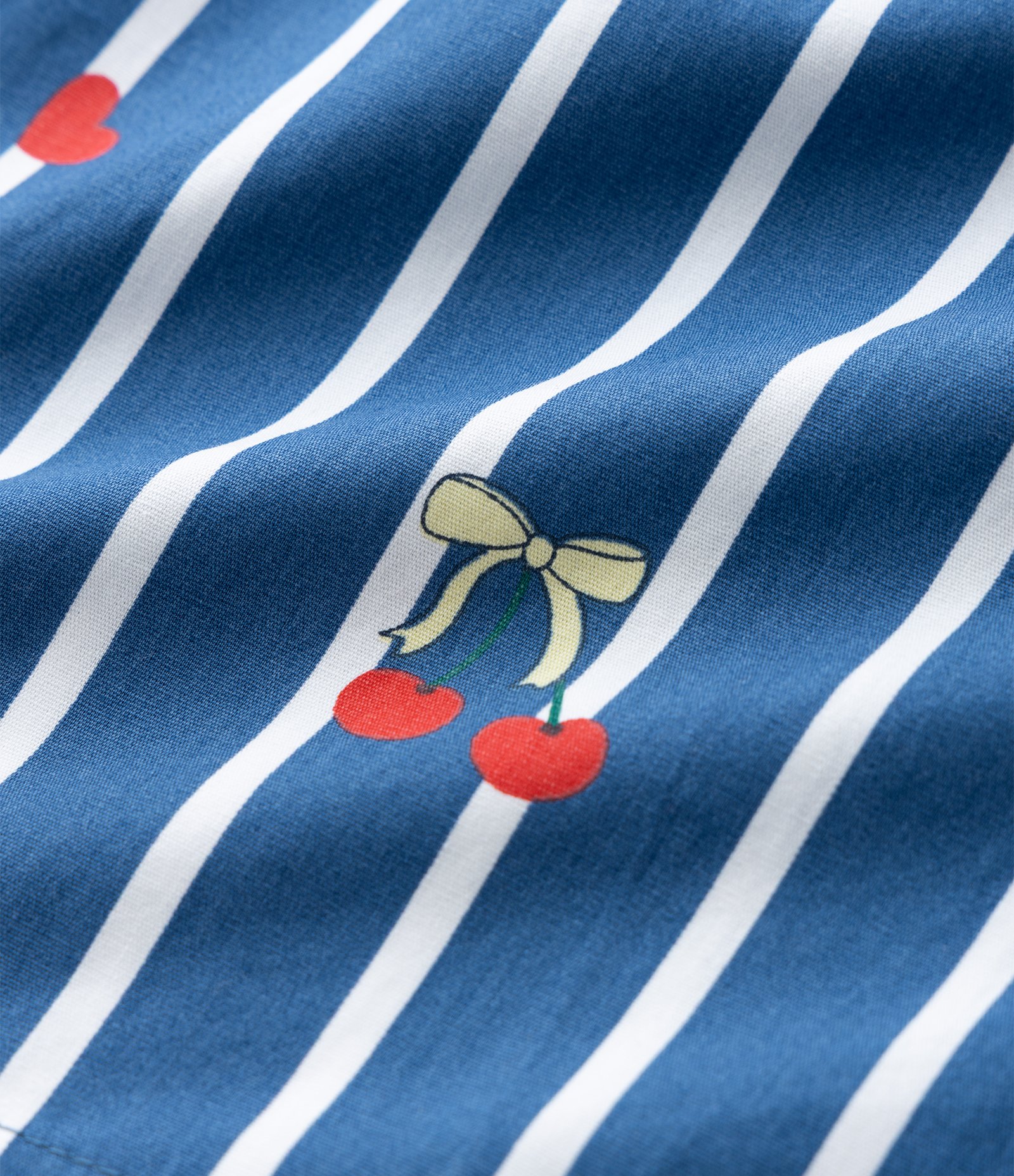 Vestido Infantil Listrado com Estampa Cereja e Mangas Bufantes – Tam 1 a 5/6 Anos Azul 4