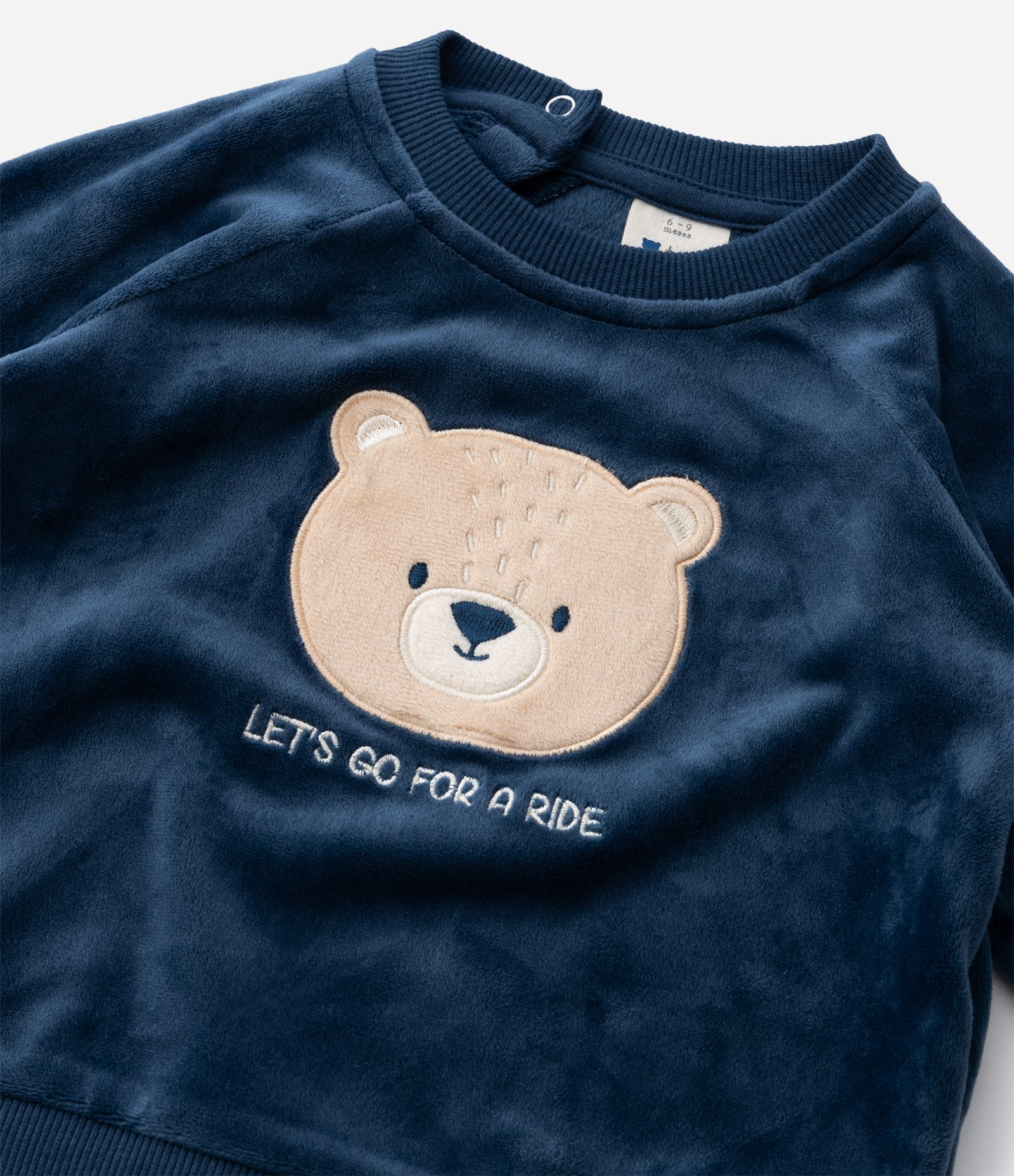 Conjunto Infantil em Plush com Bordado de Urso – Tam 0 a 18 Meses Azul Marinho 13