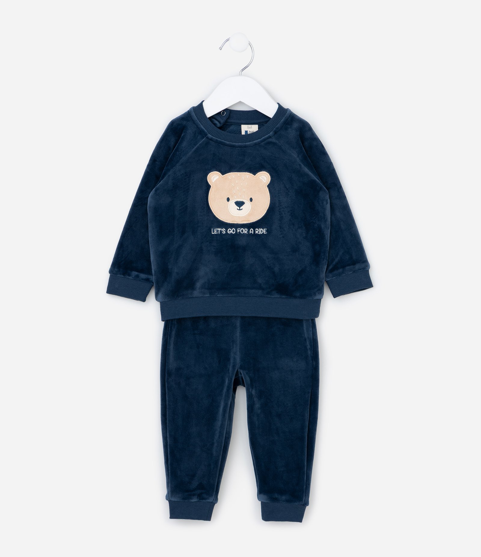 Conjunto Infantil em Plush com Bordado de Urso – Tam 0 a 18 Meses Azul Marinho 2