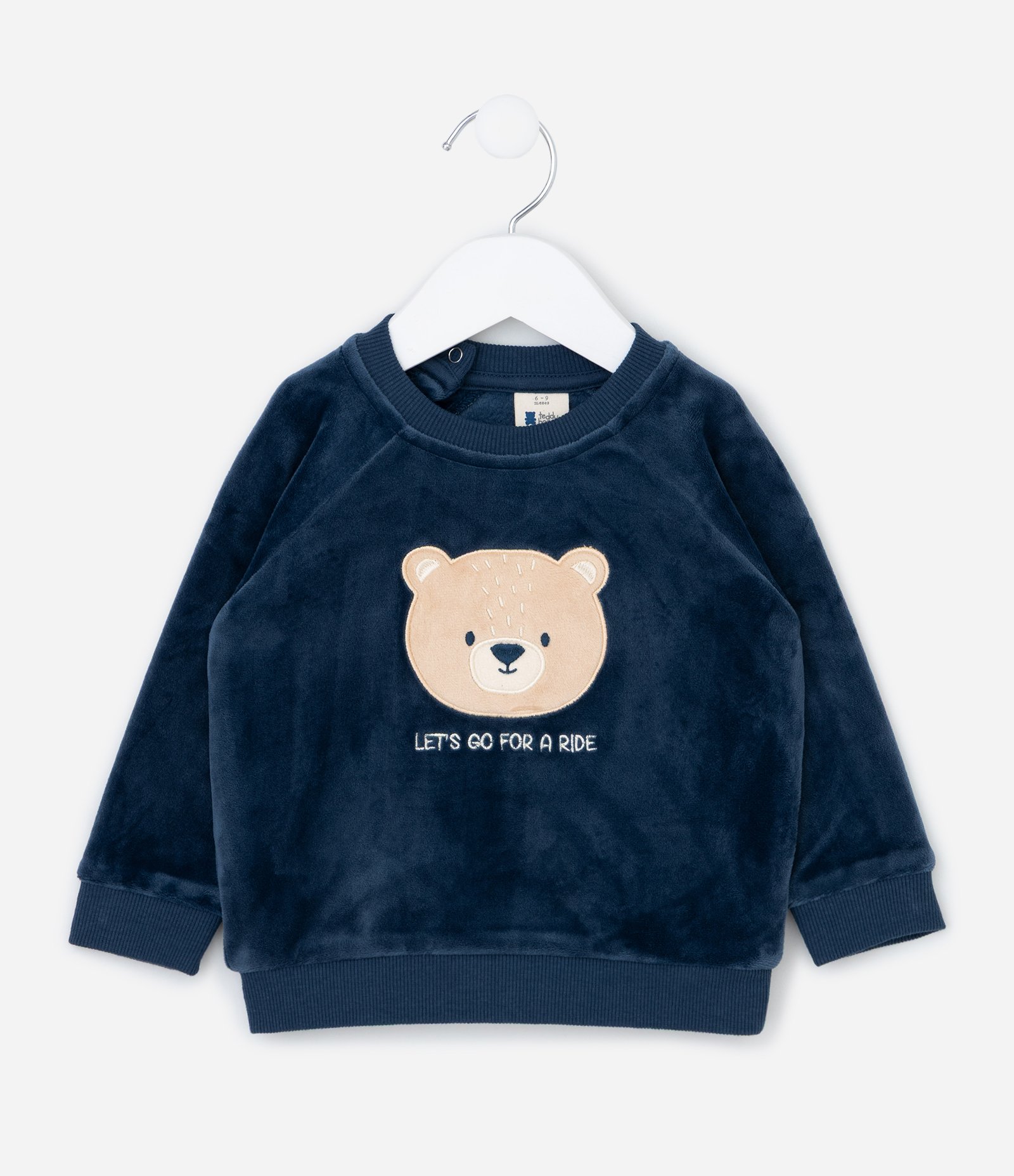 Conjunto Infantil em Plush com Bordado de Urso – Tam 0 a 18 Meses Azul Marinho 3