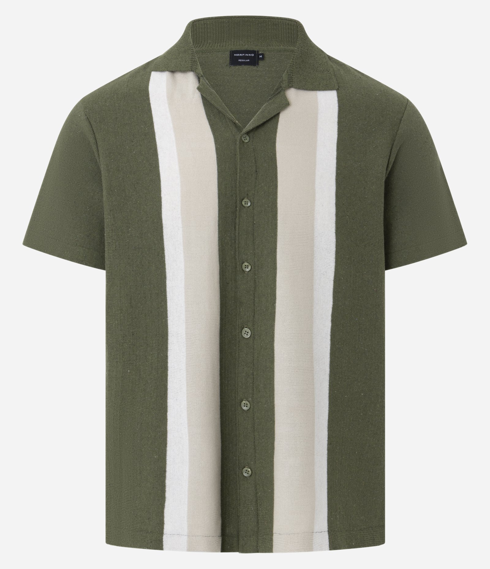 Camisa Regular em Tricô Leve com Listras Contrastantes Verde 4