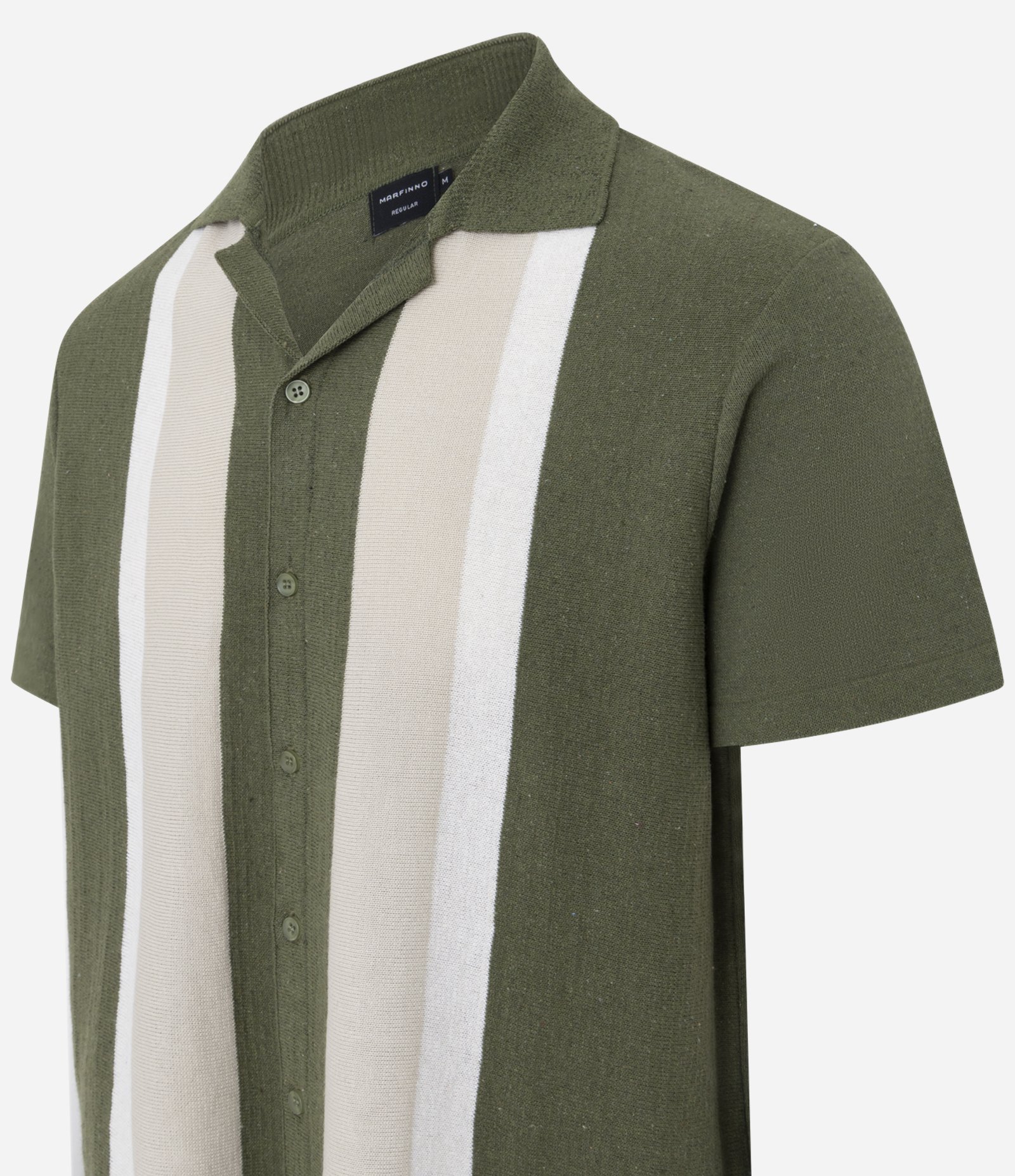 Camisa Regular em Tricô Leve com Listras Contrastantes Verde 5