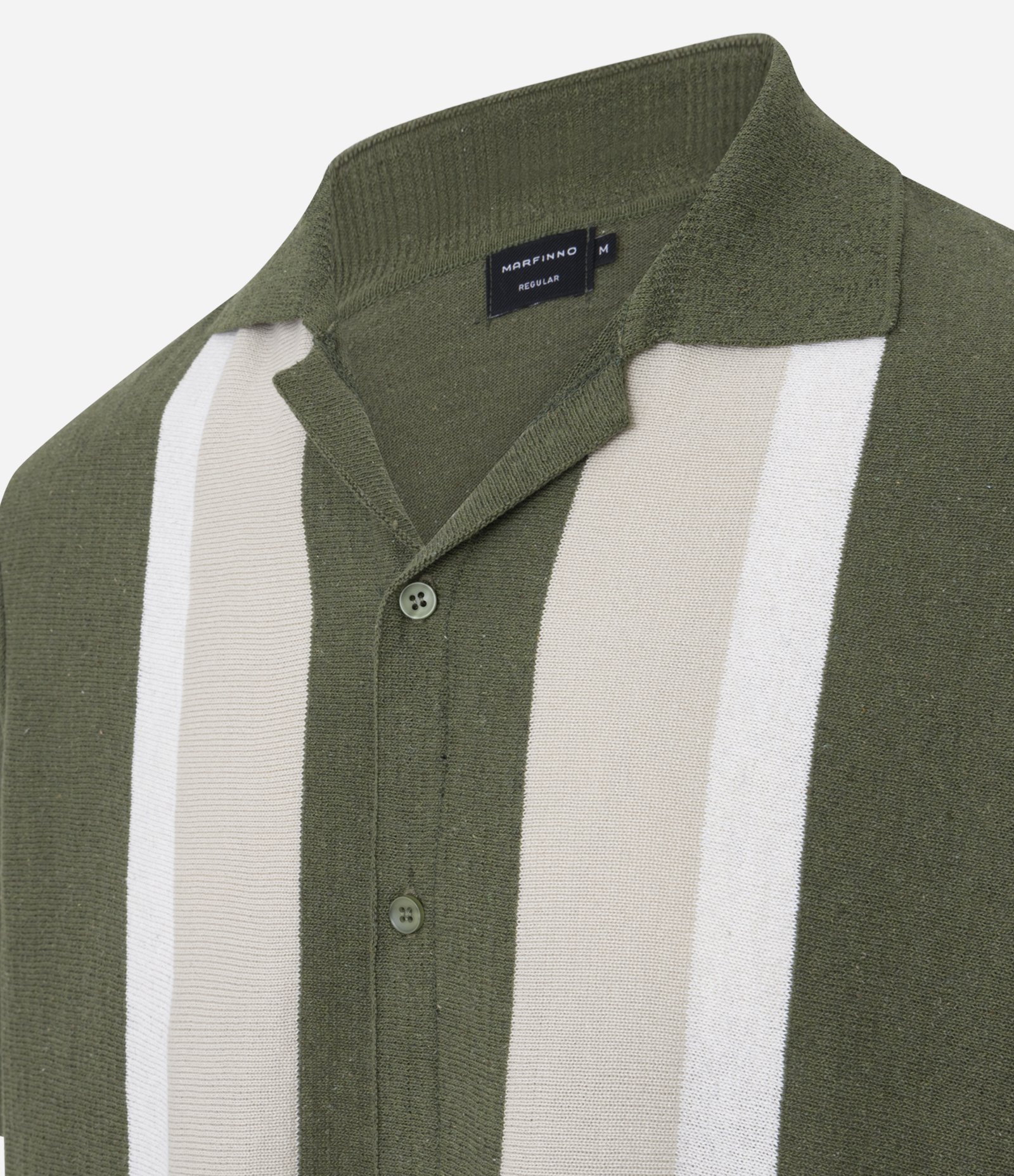 Camisa Regular em Tricô Leve com Listras Contrastantes Verde 6