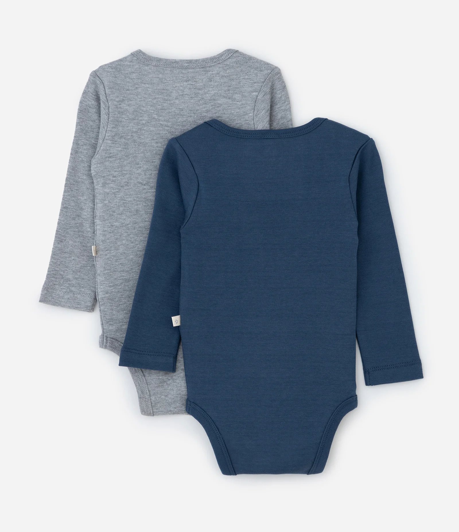 Kit 02 Bodies Infantis em Suedine com Gola Americana – Tam RN a 18 Meses Azul Marinho/Cinza 2