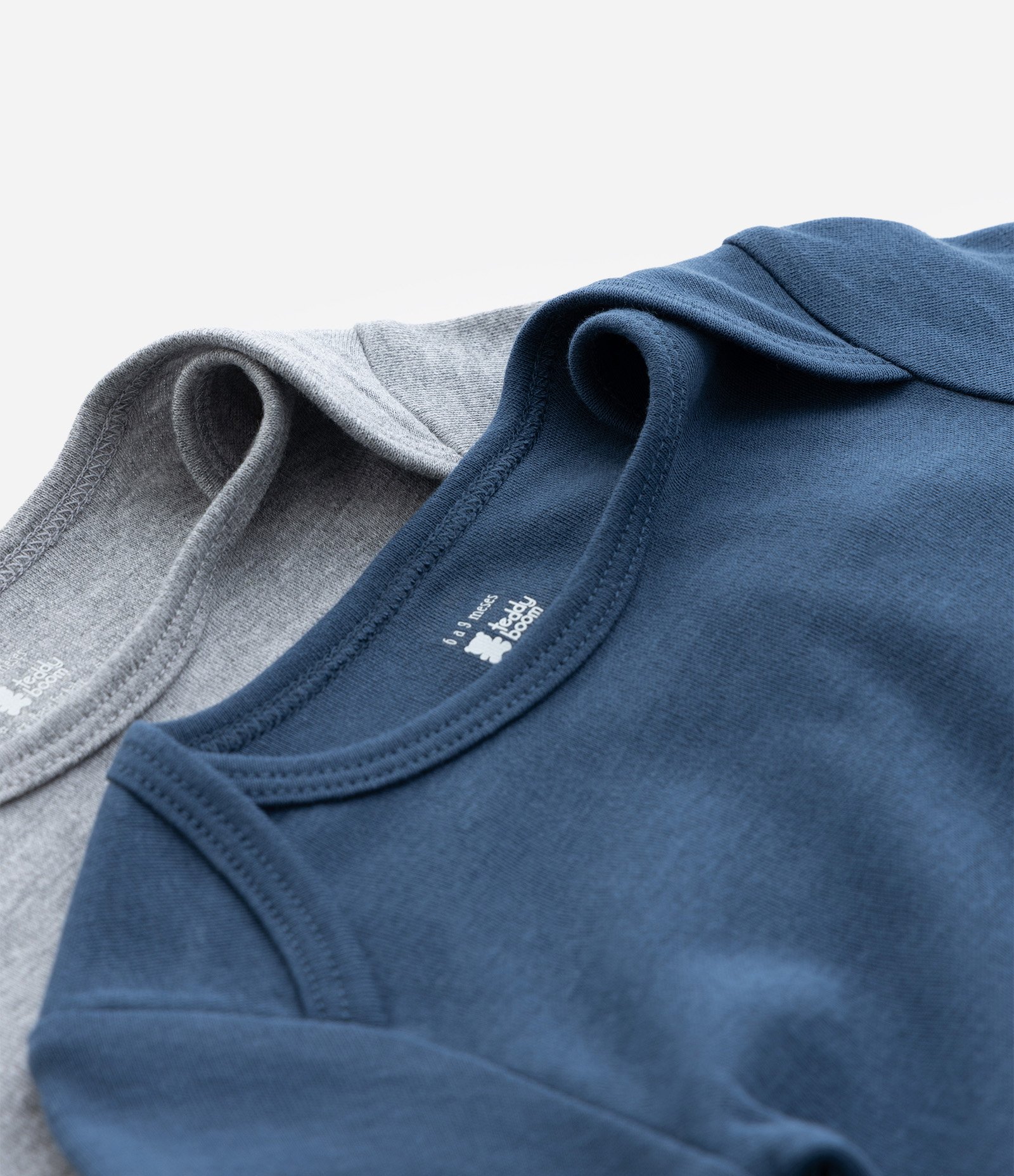 Kit 02 Bodies Infantis em Suedine com Gola Americana – Tam RN a 18 Meses Azul Marinho/Cinza 5