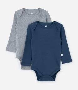 Kit 02 Bodies Infantis em Suedine com Gola Americana – Tam RN a 18 Meses