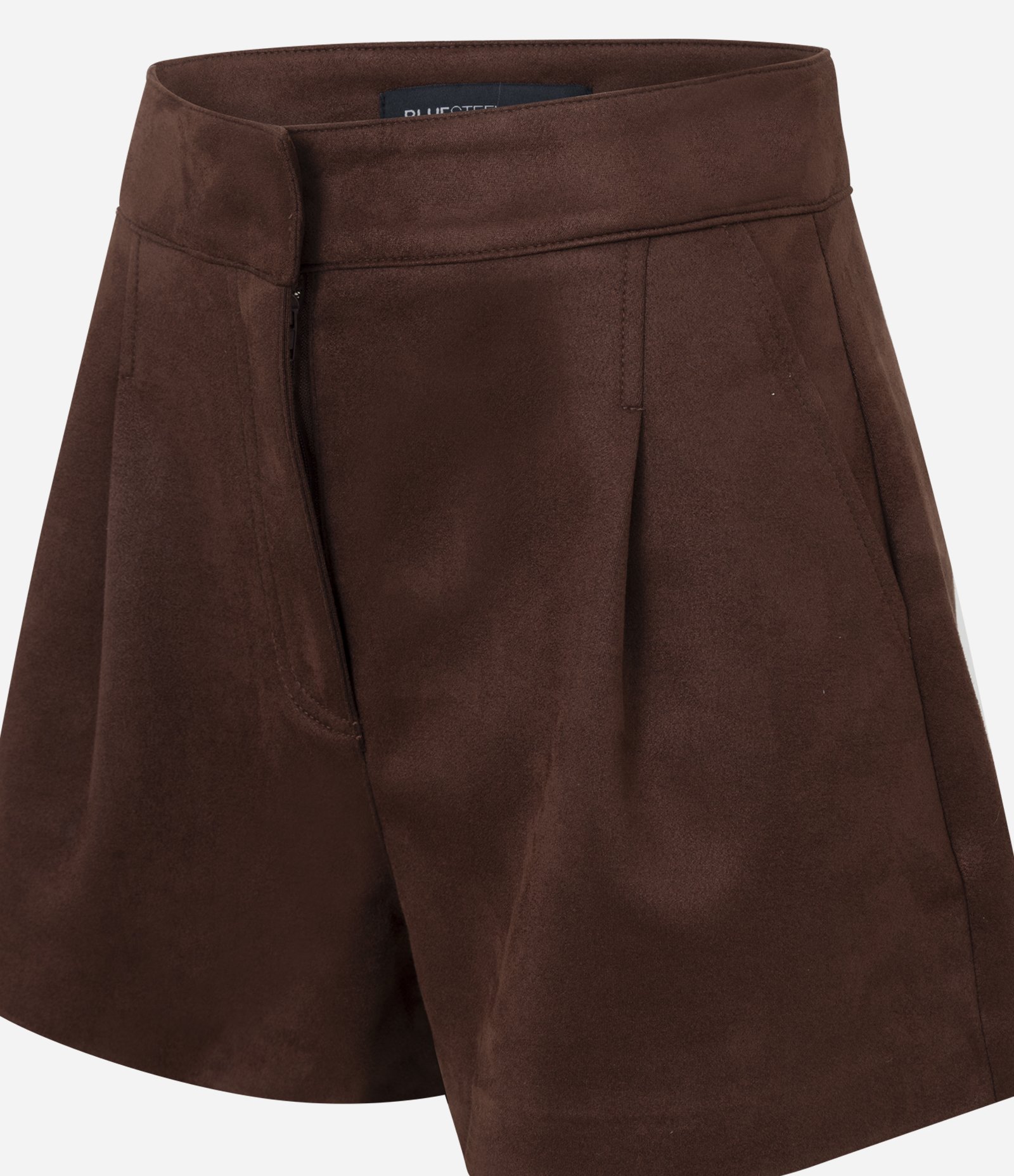 Short Evasê em Suede com Pregas Marrom 5