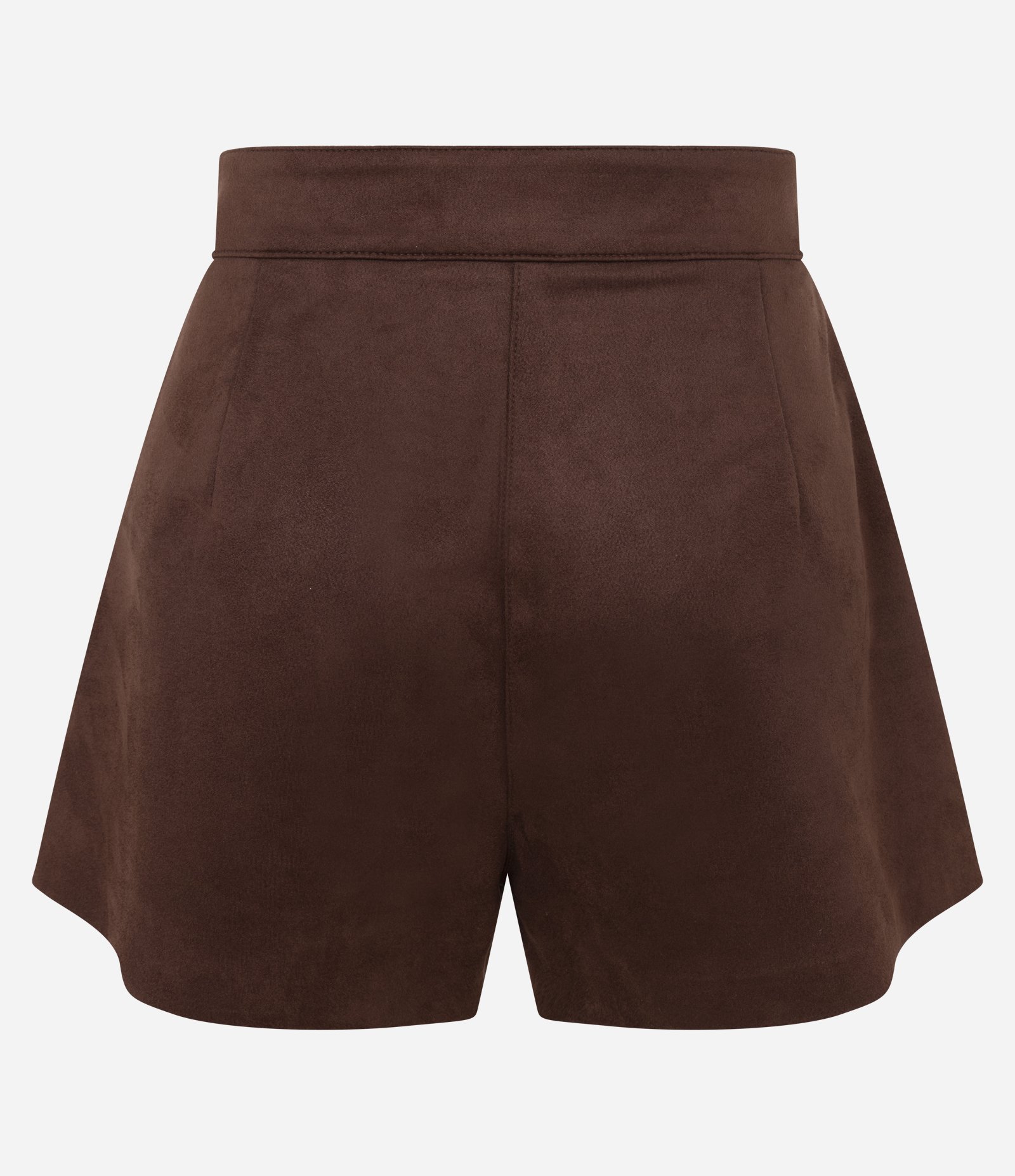 Short Evasê em Suede com Pregas Marrom 6