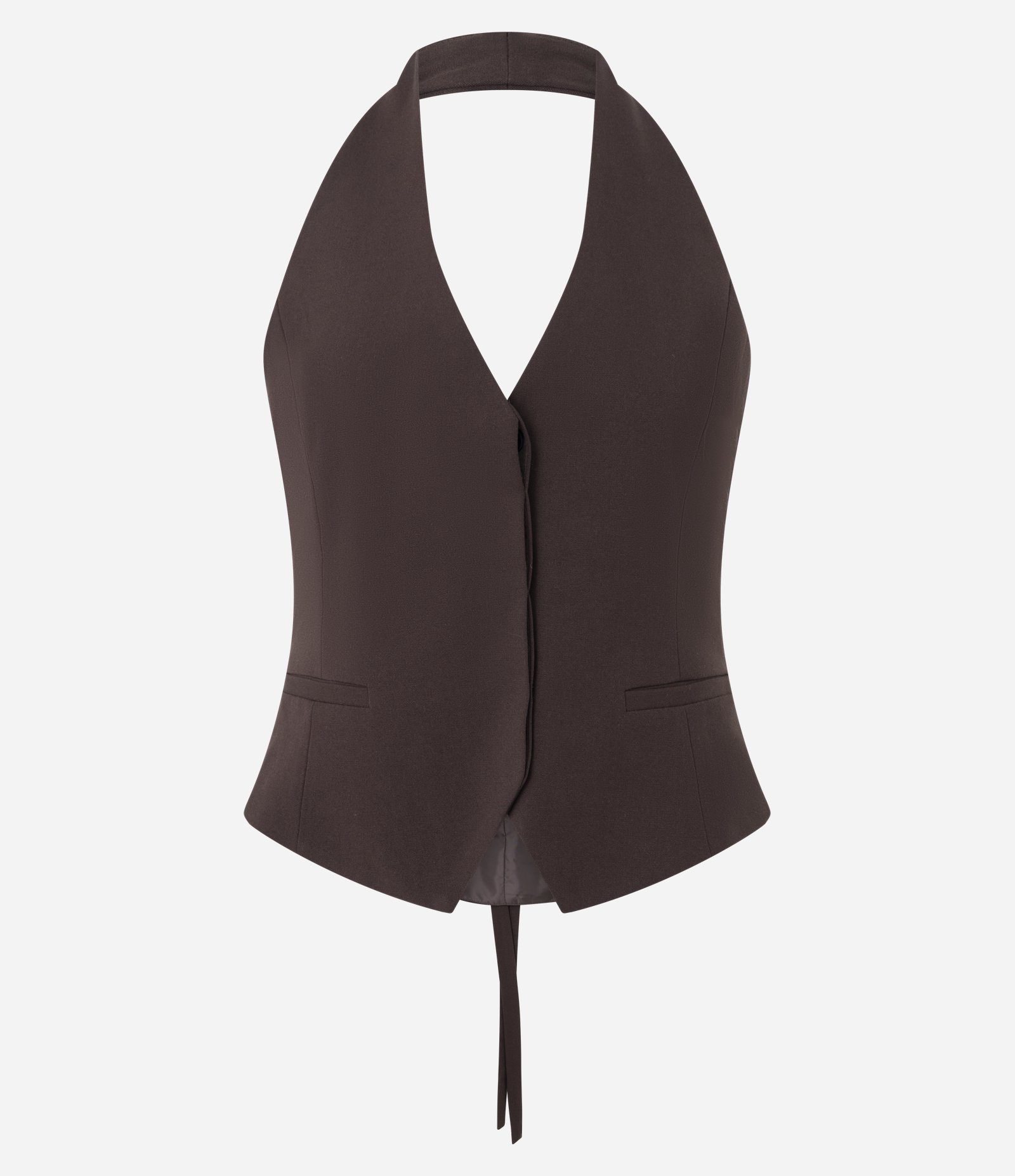 Colete Alfaiatado com Frente Única Marrom 5