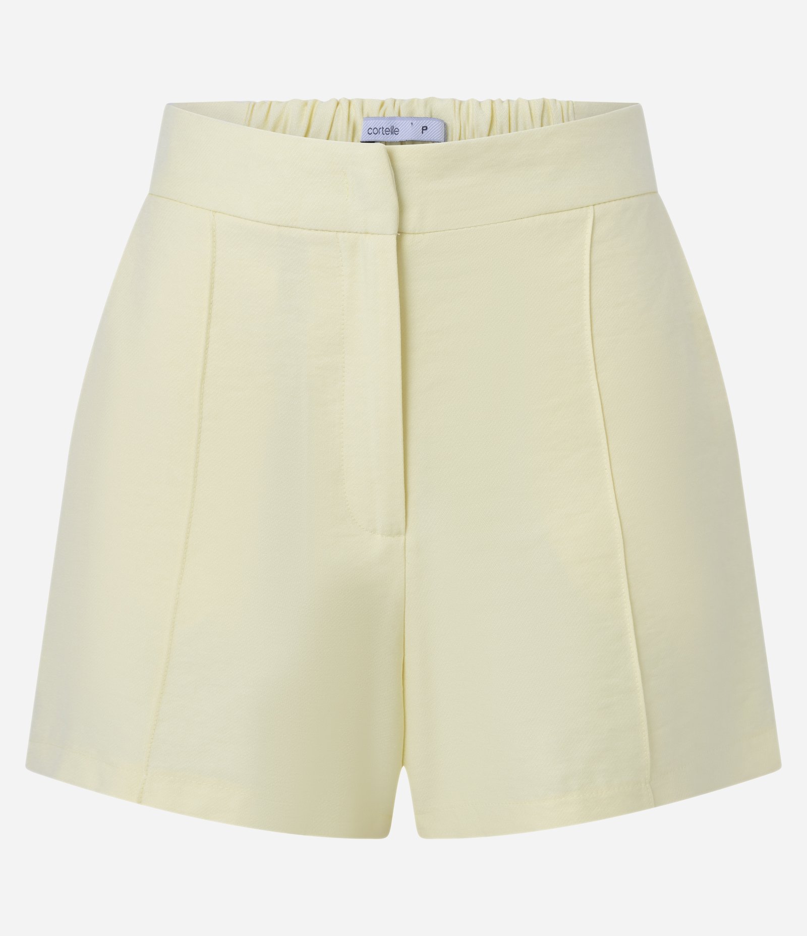 Short Alfaiatado Cintura Alta em Viscose com Frisos Amarelo 6