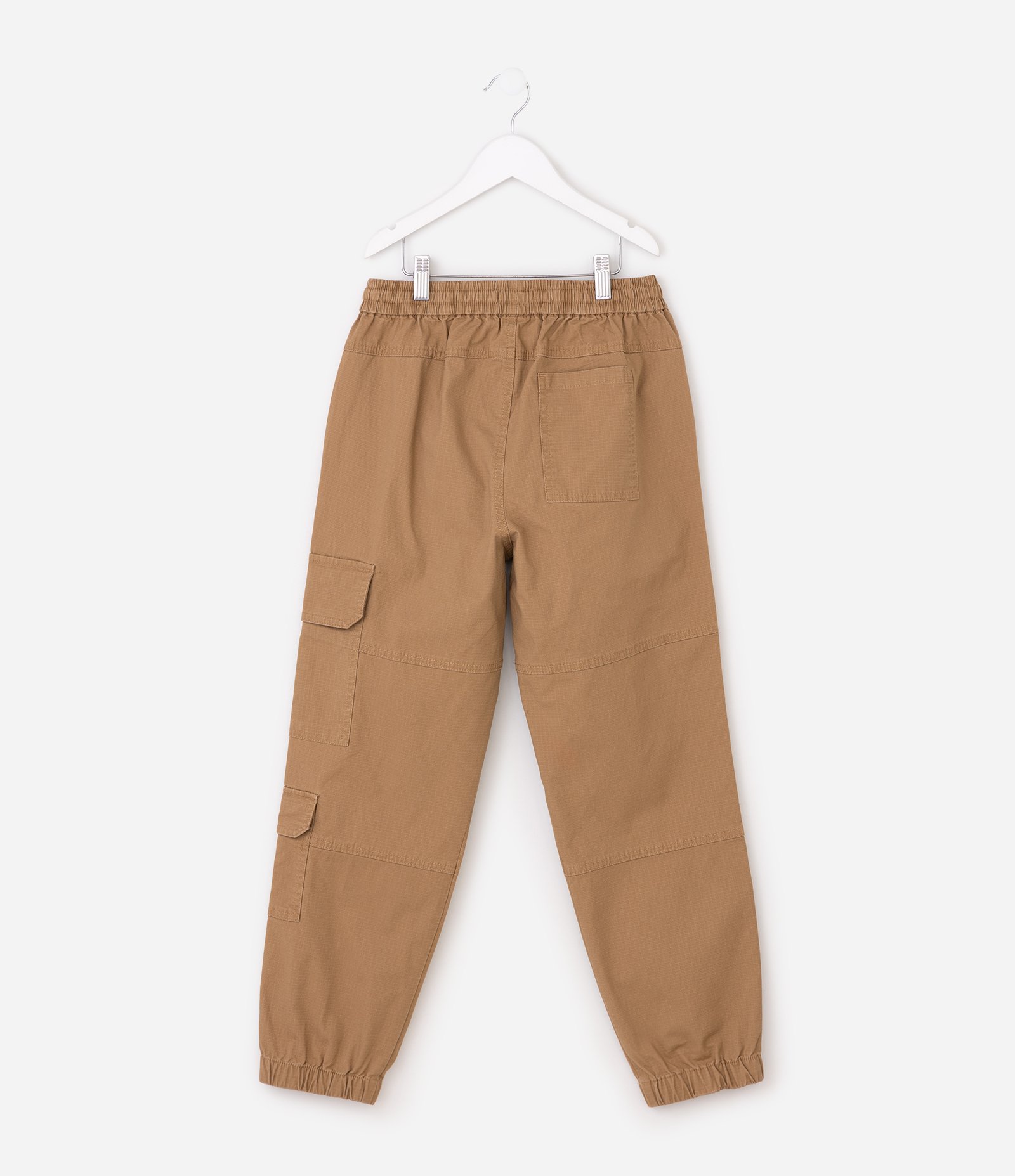 Calça Slim Infantil em Sarja RipStop com Bolsos Cargo - Tam 5 a 14 Marrom 2