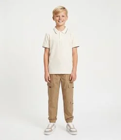 Calça Slim Infantil em Sarja RipStop com Bolsos Cargo - Tam 5 a 14