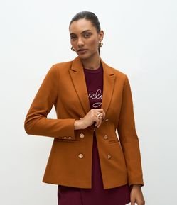 Blazer Alfaiatado em Ponto Roma com Botões Brasão