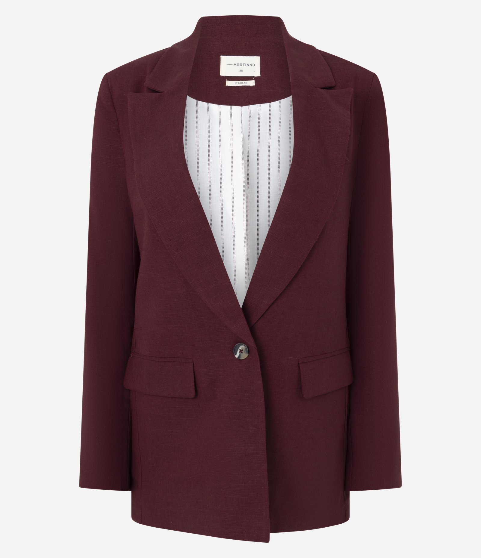 Blazer em Viscolinho com Lapelas e Botão Único Vinho 2