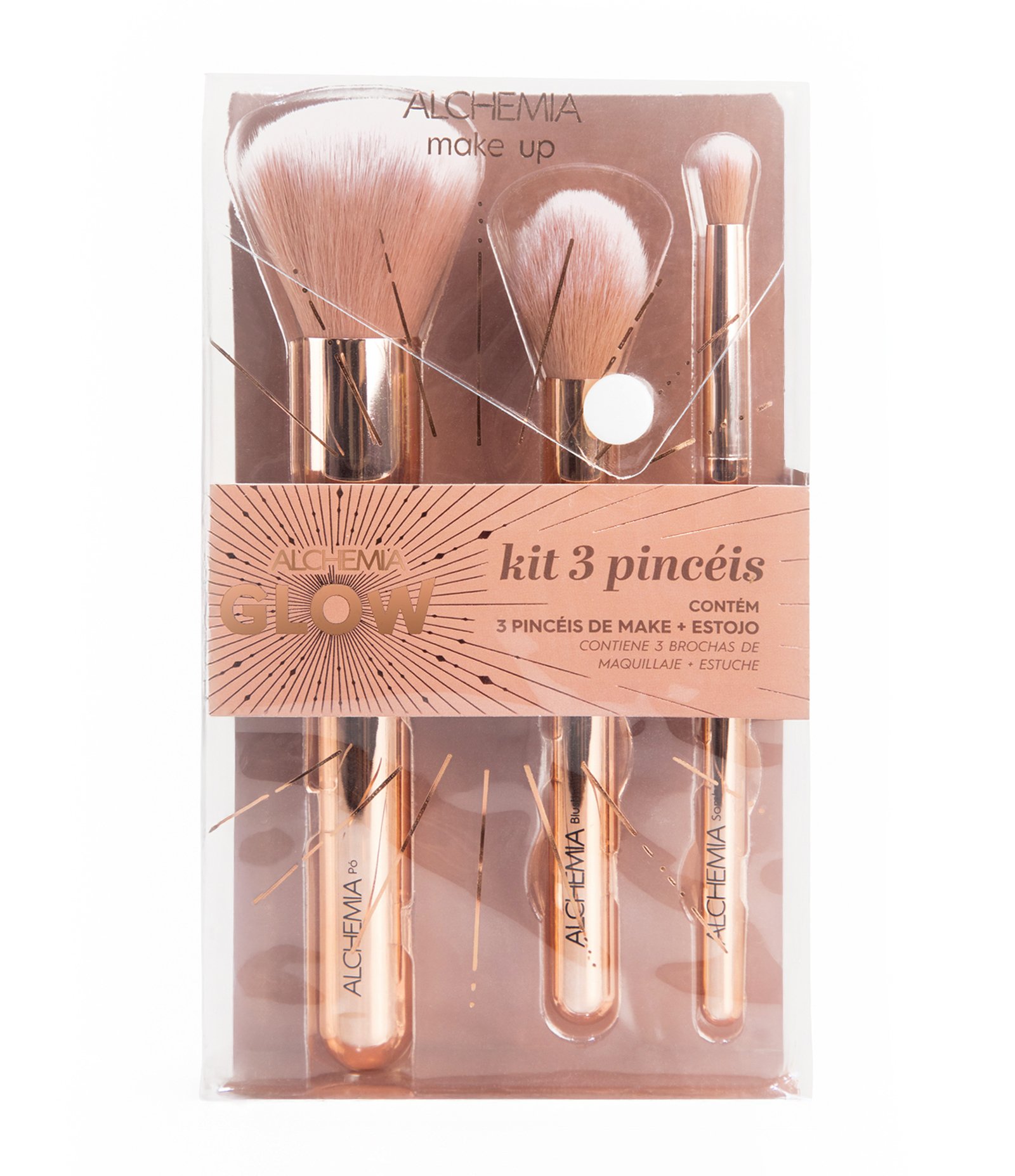 Kit Pinceis De Maquiagem Com Estojo Glow Alchemia Glow 1