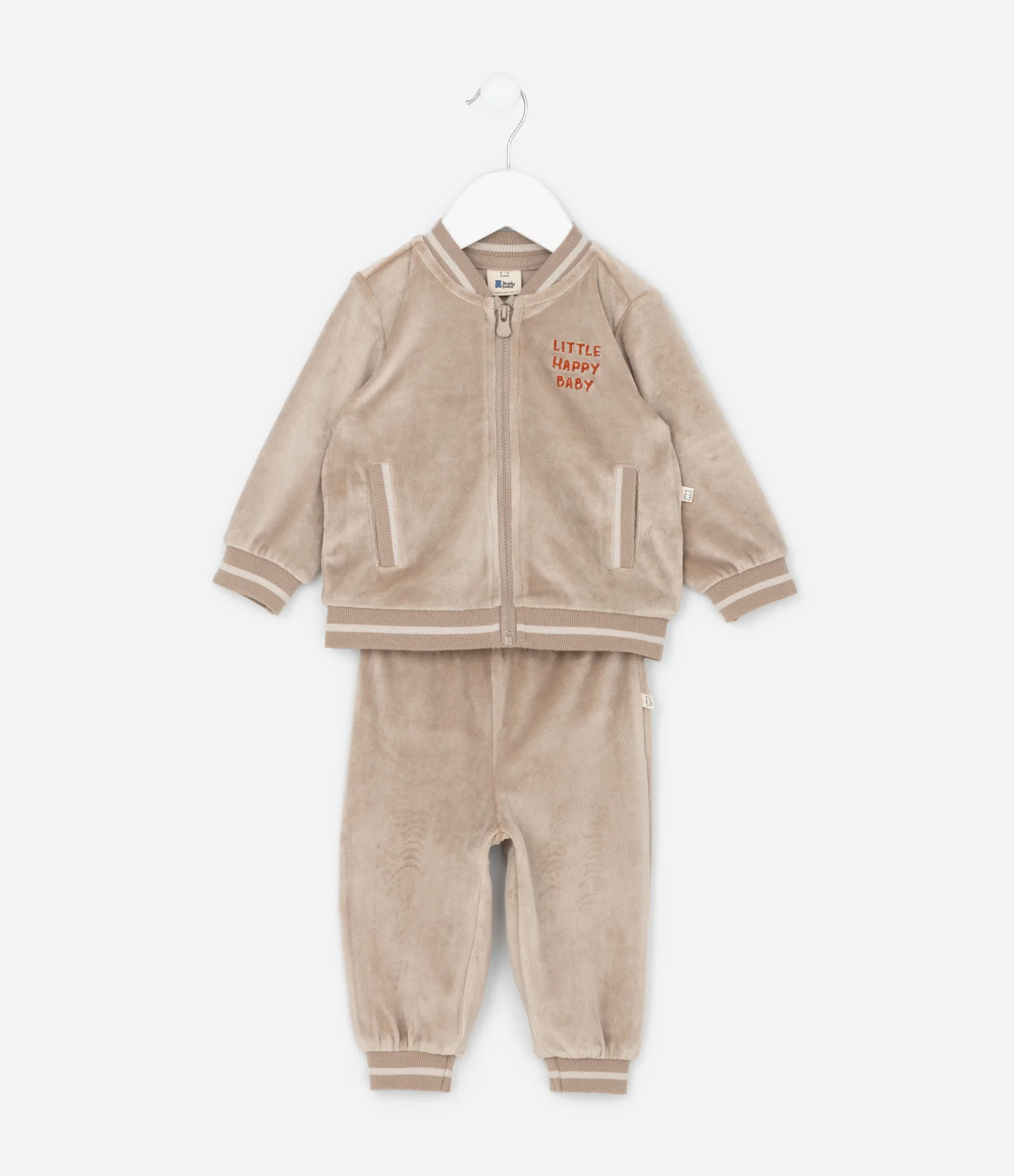 Conjunto Infantil em Plush com Jaqueta Bordada e Calça – Tam 0 a 18 Meses Bege 2