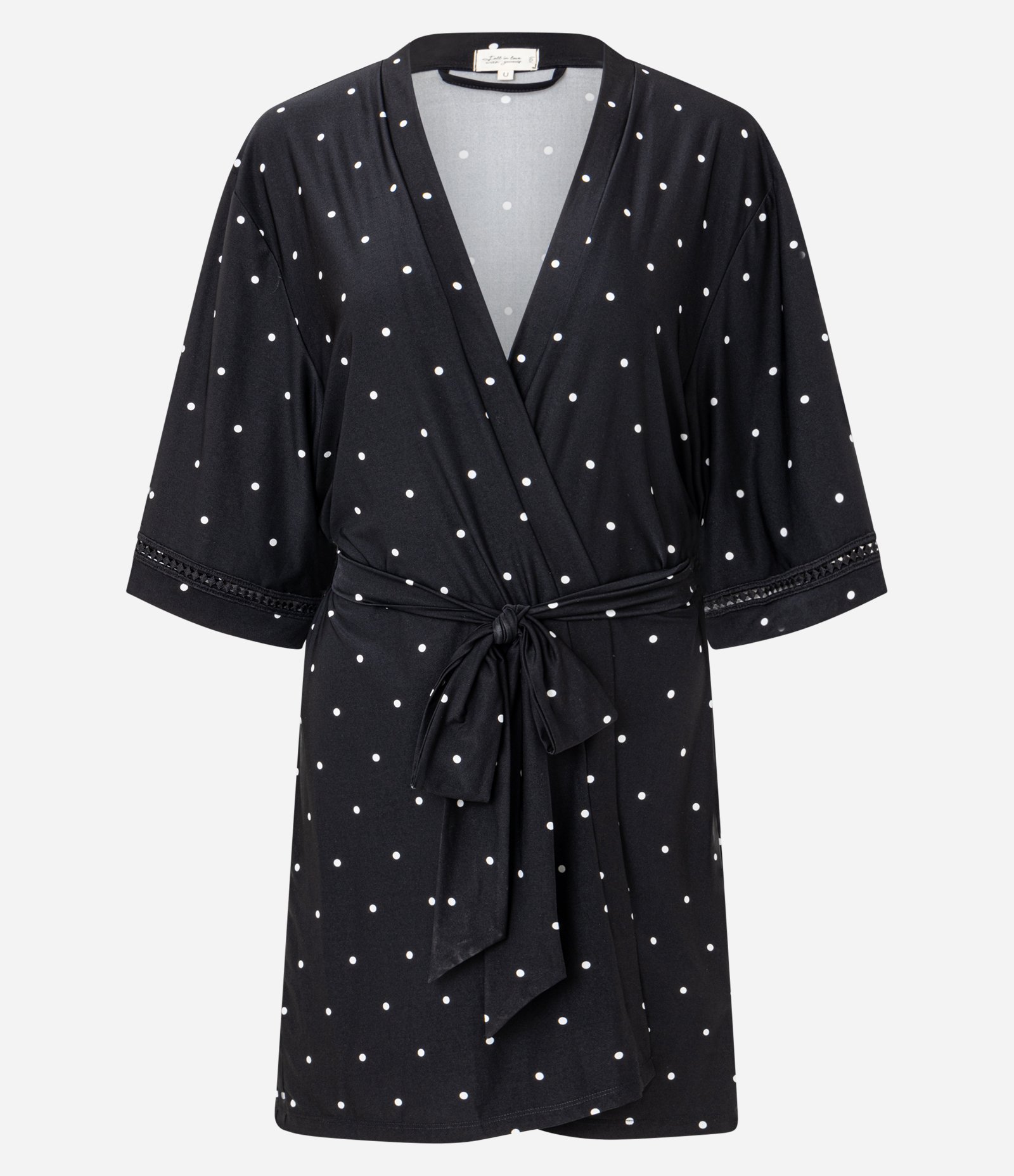 Robe Curto em Microfibra com Estampa Poa Preto 1