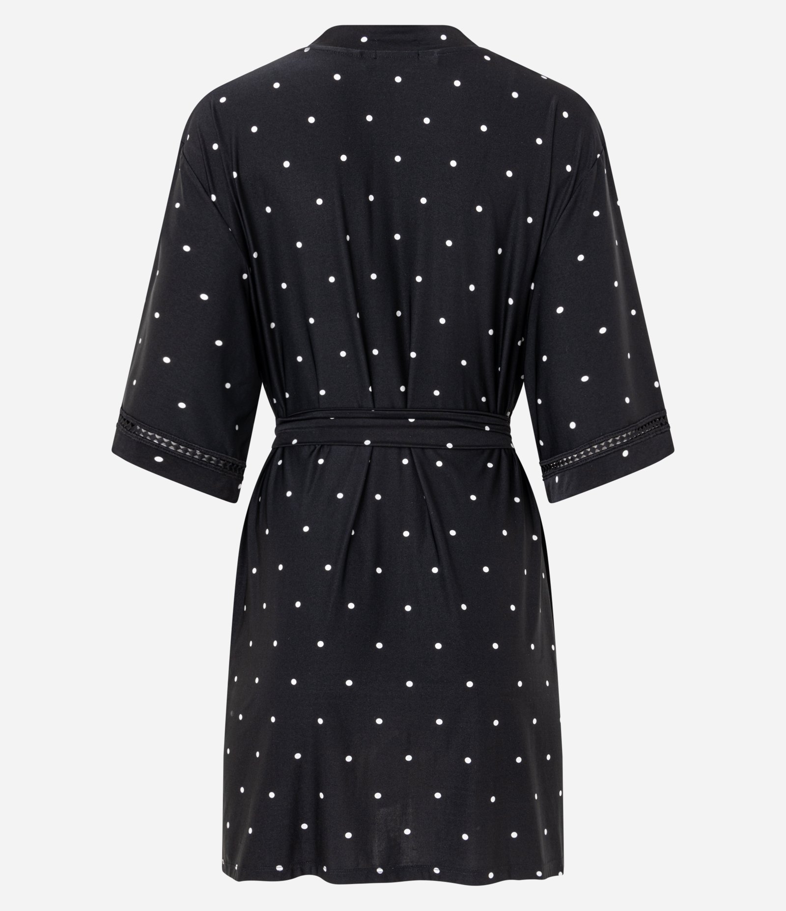 Robe Curto em Microfibra com Estampa Poa Preto 2