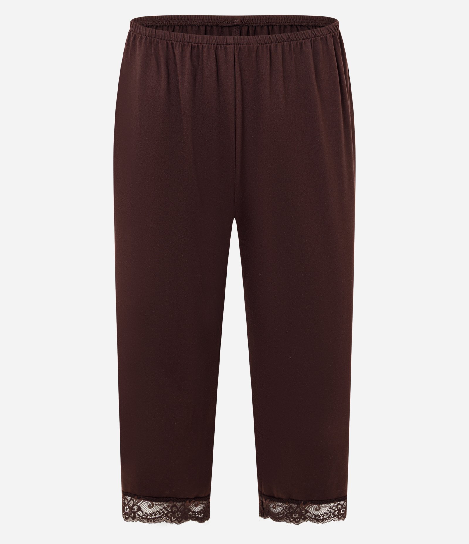 Pijama Capri Peach Touch com Renda Aplicada Marrom 7