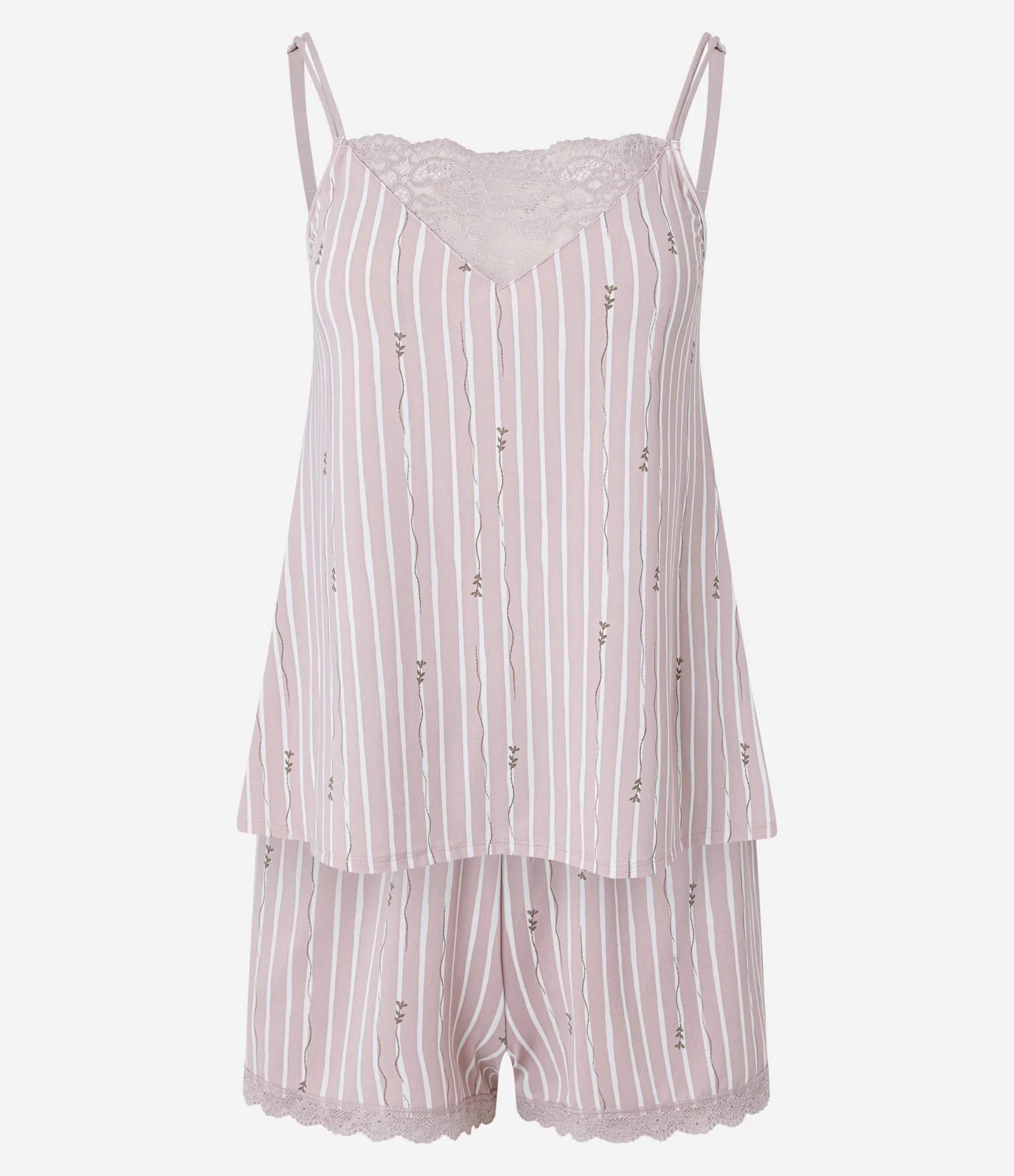 Pijama Short Doll de Alcinha com Estampa de Listras Rosa 1