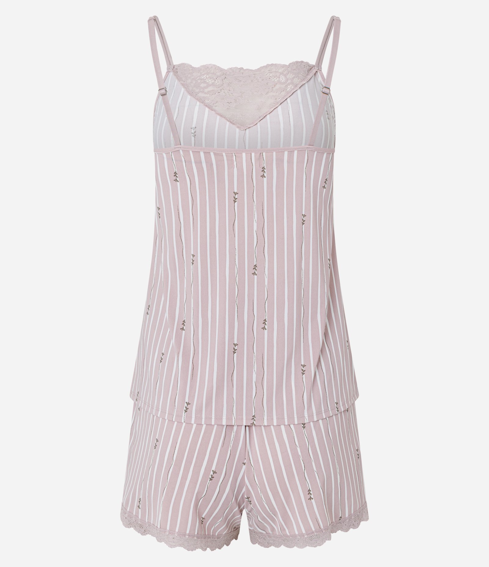 Pijama Short Doll de Alcinha com Estampa de Listras Rosa 3