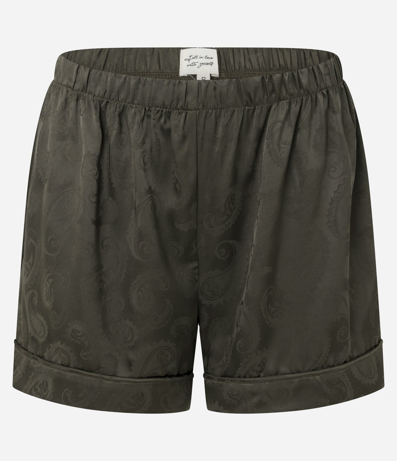 Pijama Short Doll Americano em Cetim com Estampa Paisley Verde 4