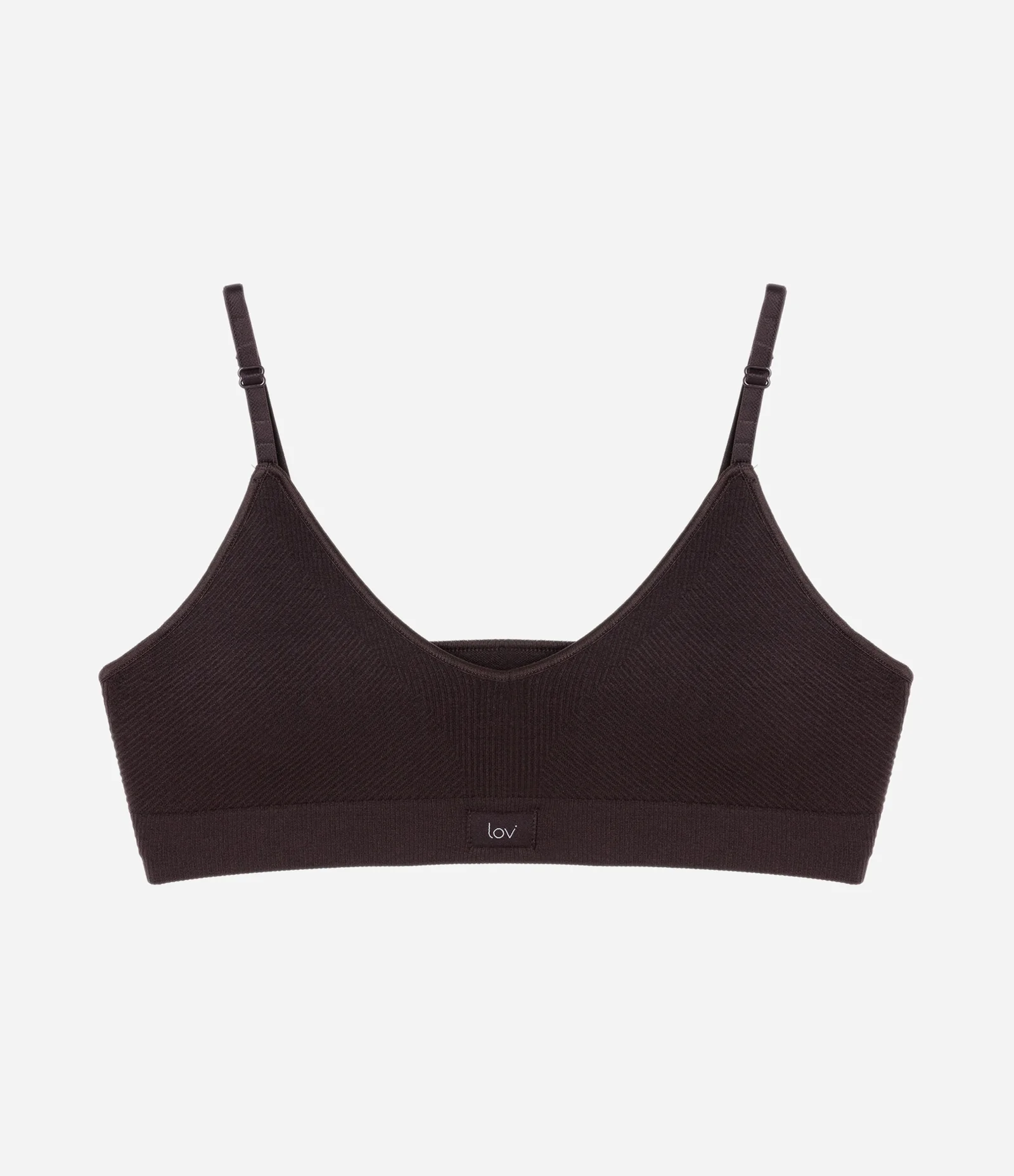 Sutiã Top Comfy Seamless Texturizado com Etiqueta LOV e Bojo Removível Marrom 1