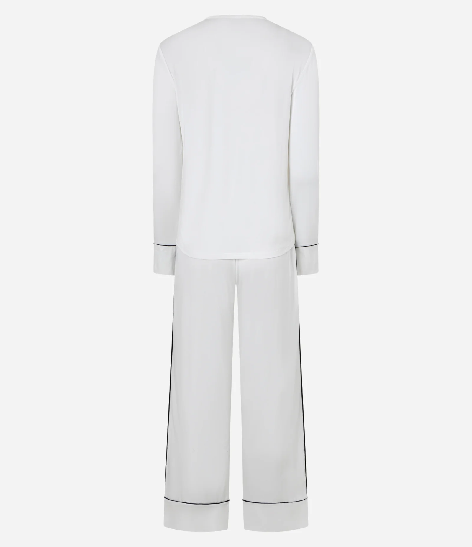 Pijama Longo Toque Suave com Viés Contrastantes Branco 2
