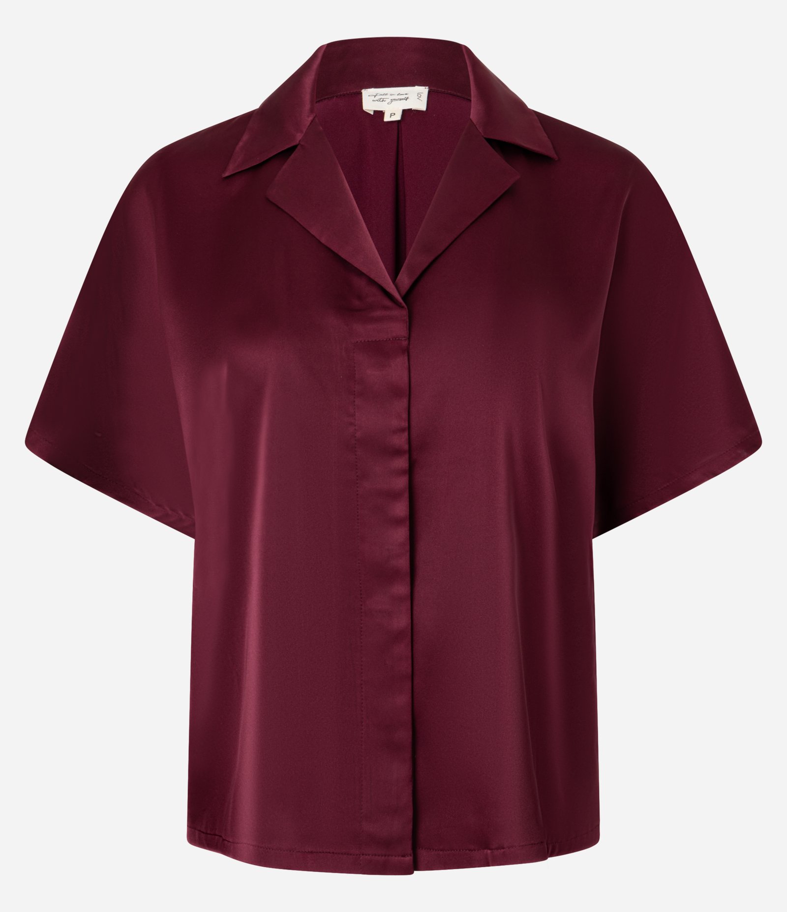 Pijama Americano com Blusa e Calça em Cetim Bordô 5