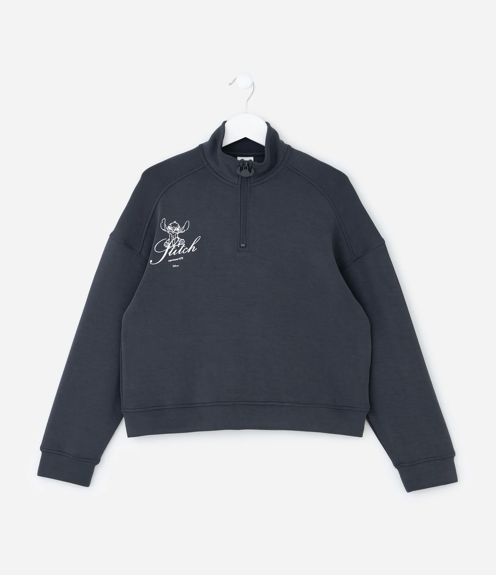 Casaco Infantil Gola Alta com Estampa Stitch Outline – Tam 5 a 14 Anos Cinza Escuro 1