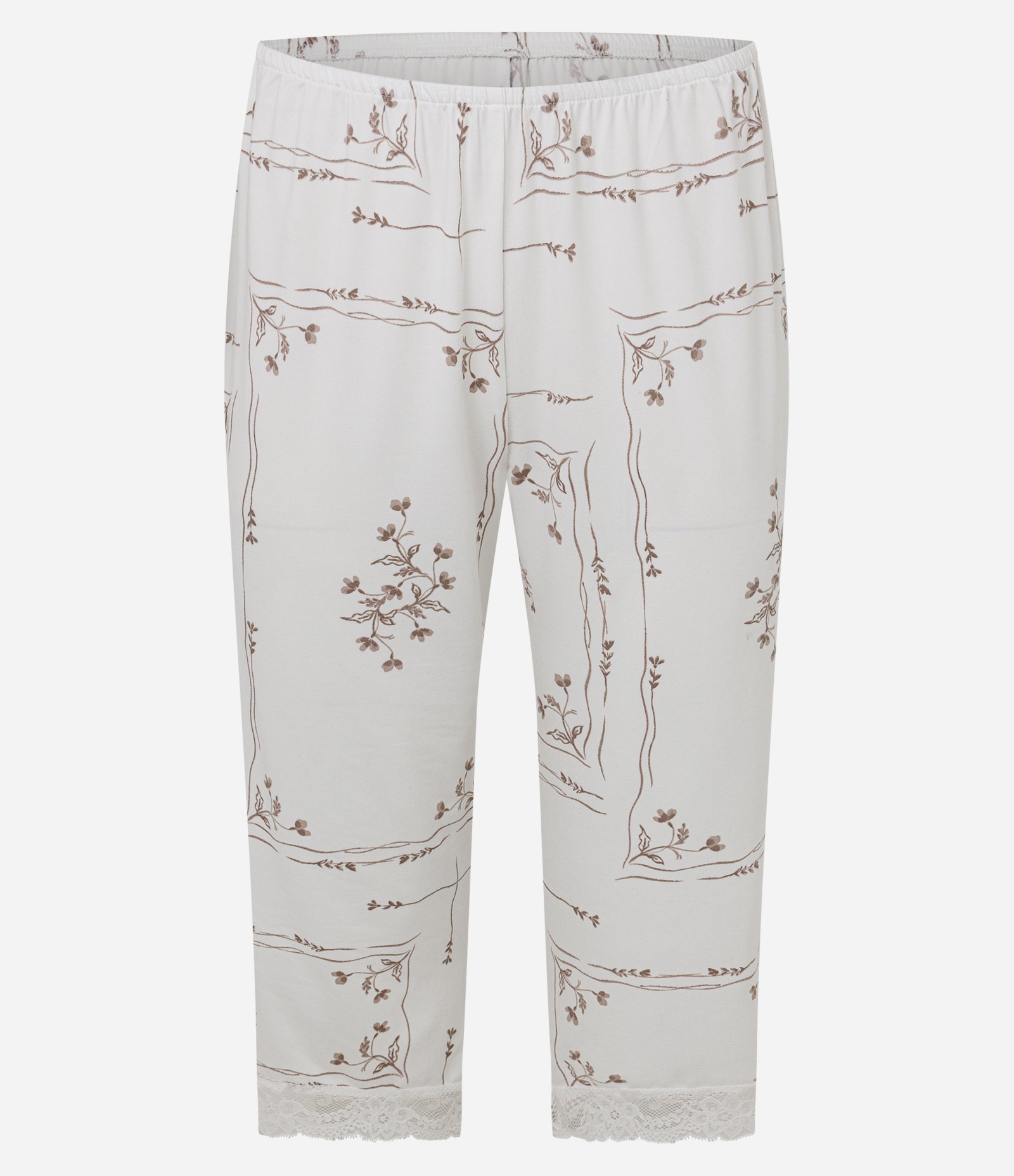 Pijama Capri Peach Touch com Renda e Estampa Floral Branco 8