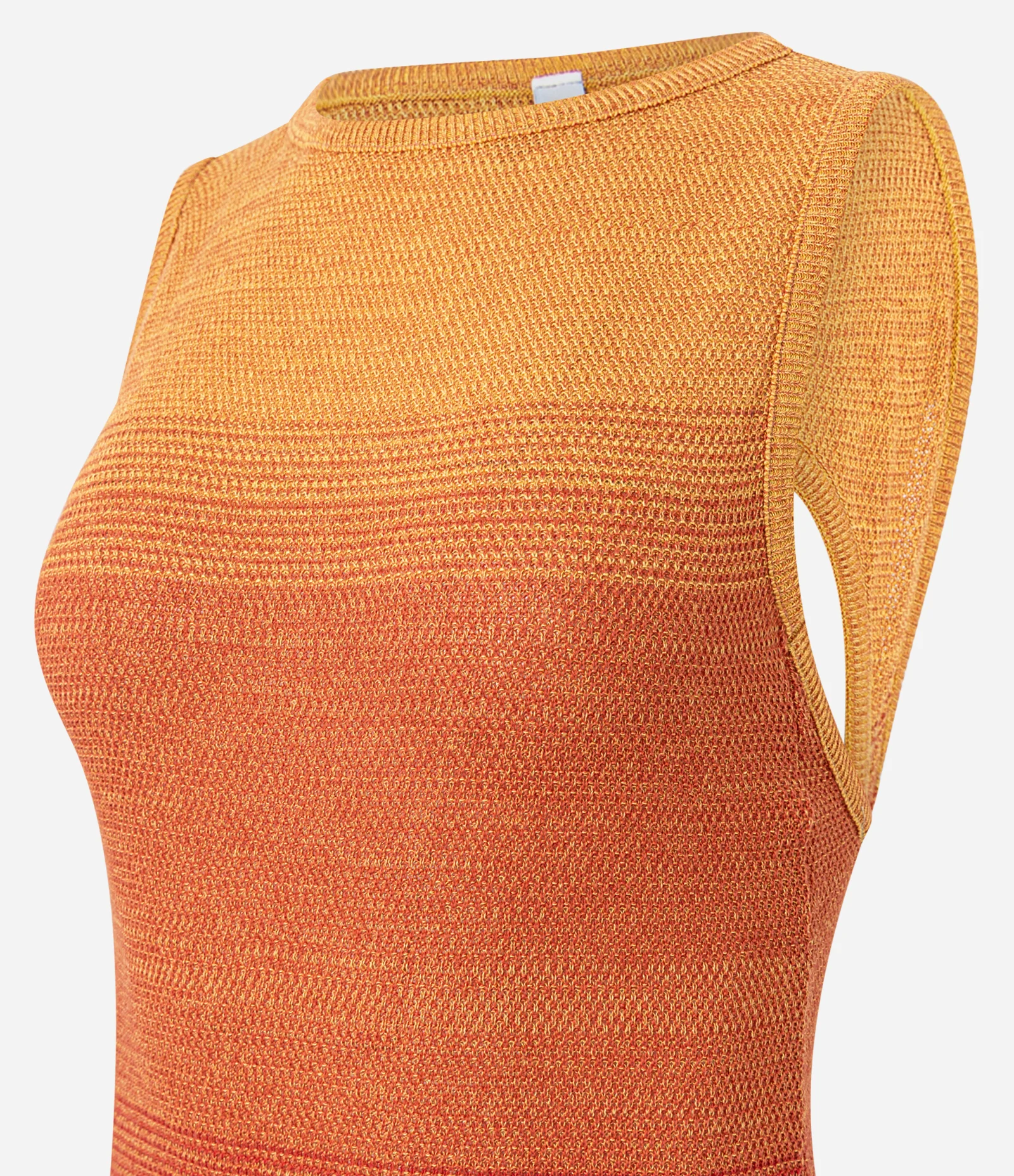 Vestido New Midi Evasê em Tricô Degrade Laranja 2