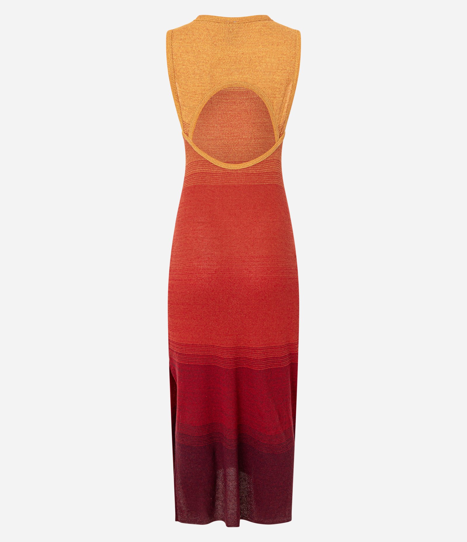 Vestido New Midi Evasê em Tricô Degrade Laranja 3