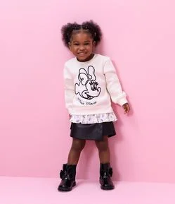 Casaco Infantil com Bordado Minnie e Barra de Camisa – Tam 1 a 6 Anos