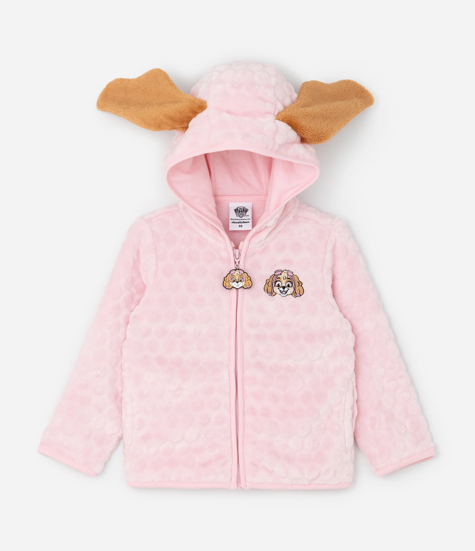 Jaqueta Infantil em Fleece com Capuz e Orelinhas Sky – Tam 1 a 5/6 Anos Rosa Claro 1