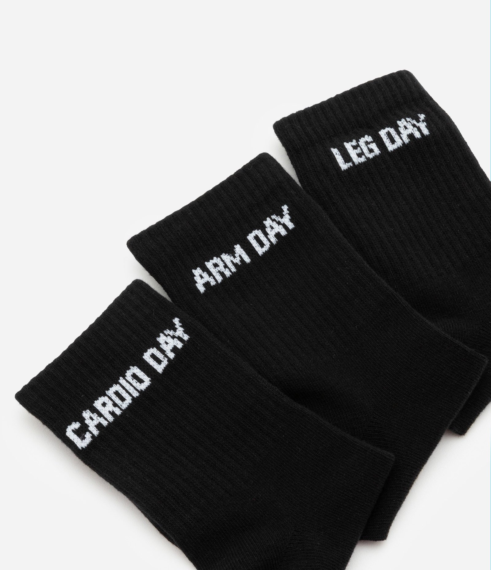 Kit 03 Meias Cano Alto Esportivas em Algodão Canelado com Estampa Dia de Treino Preto 4