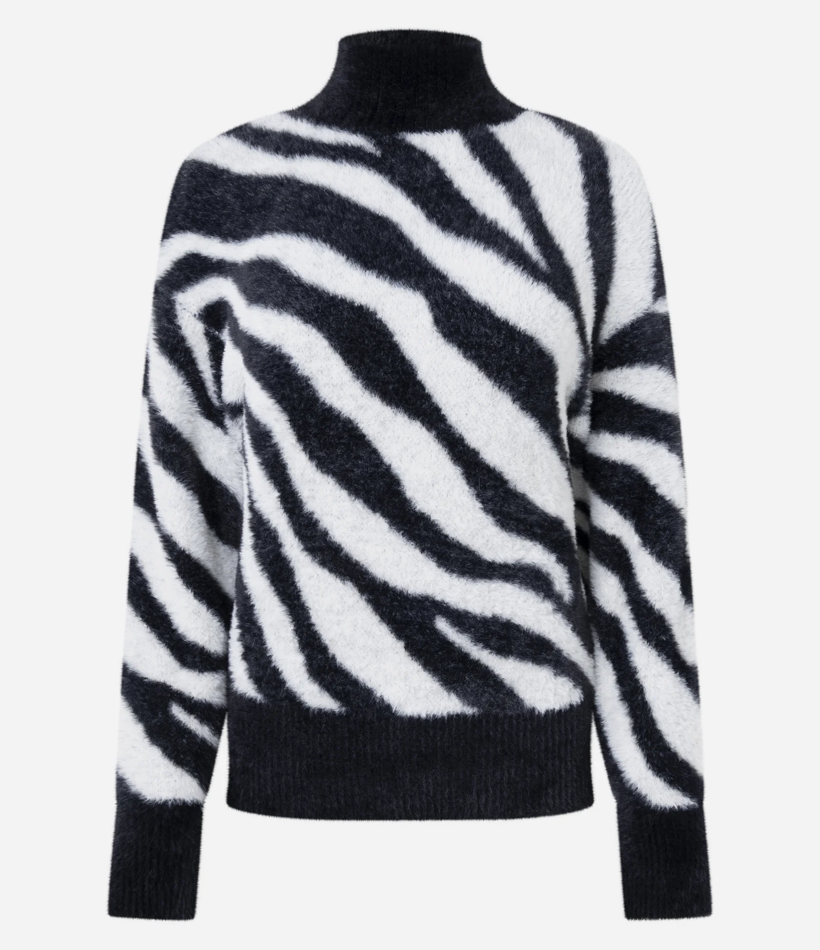 Suéter com Textura Peluciada e Estampa Animal Print Branco/Preto 5