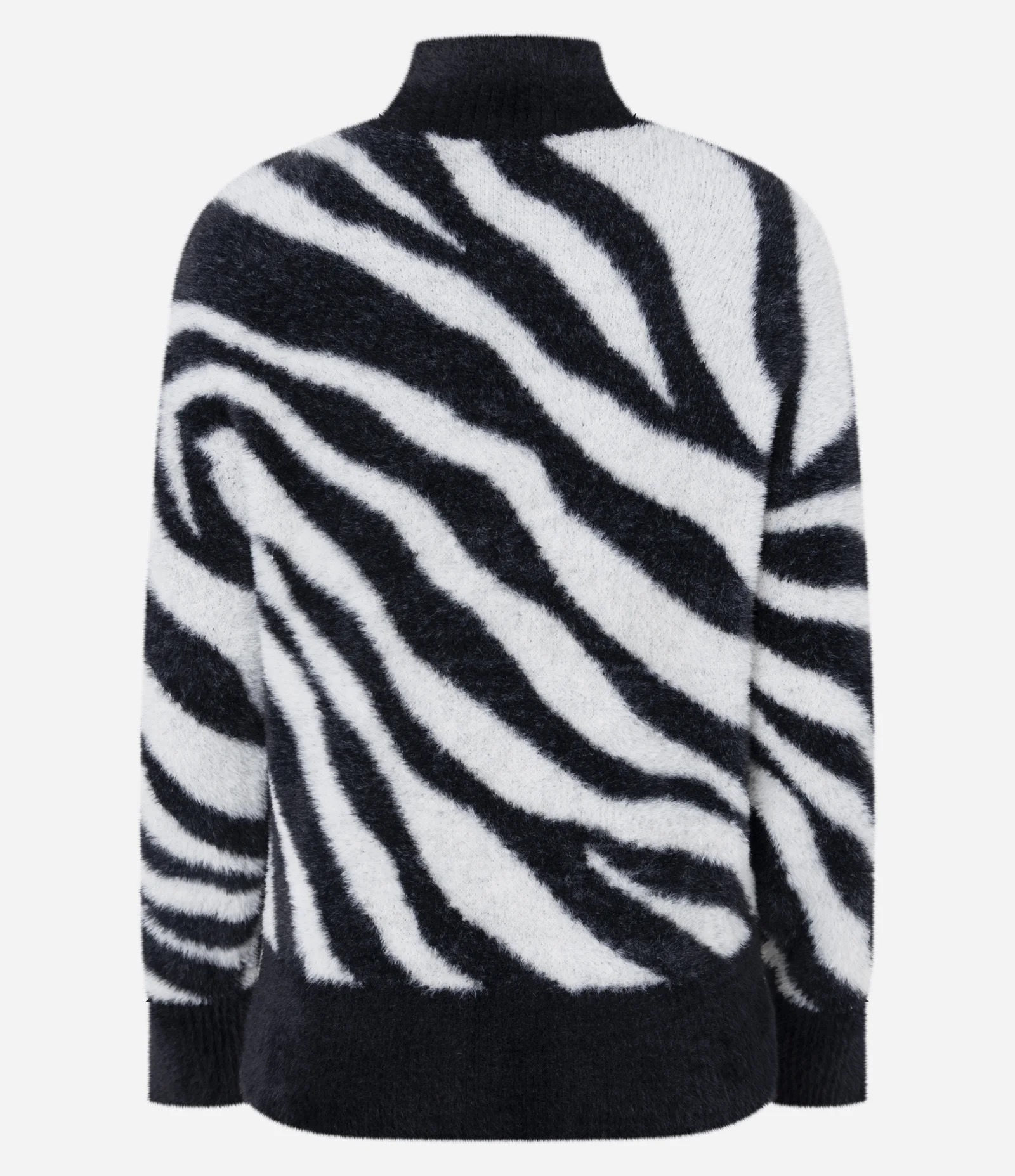 Suéter com Textura Peluciada e Estampa Animal Print Branco/Preto 7