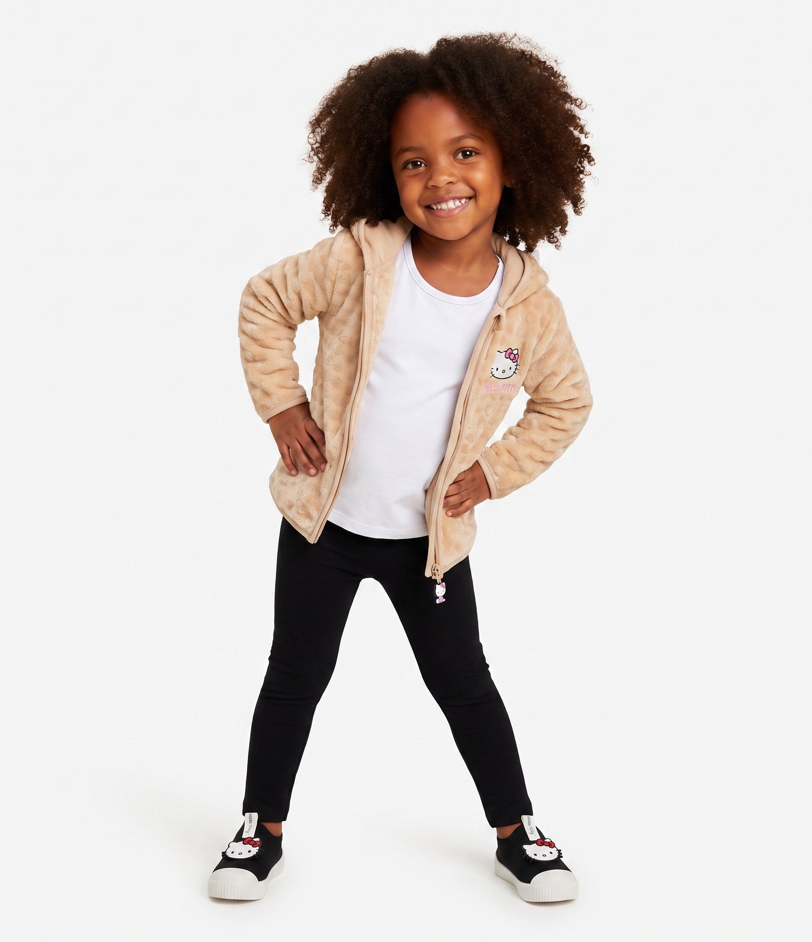 Jaqueta Infantil com Capuz Hello Kitty – Tam 2 a 12 Anos Bege 1