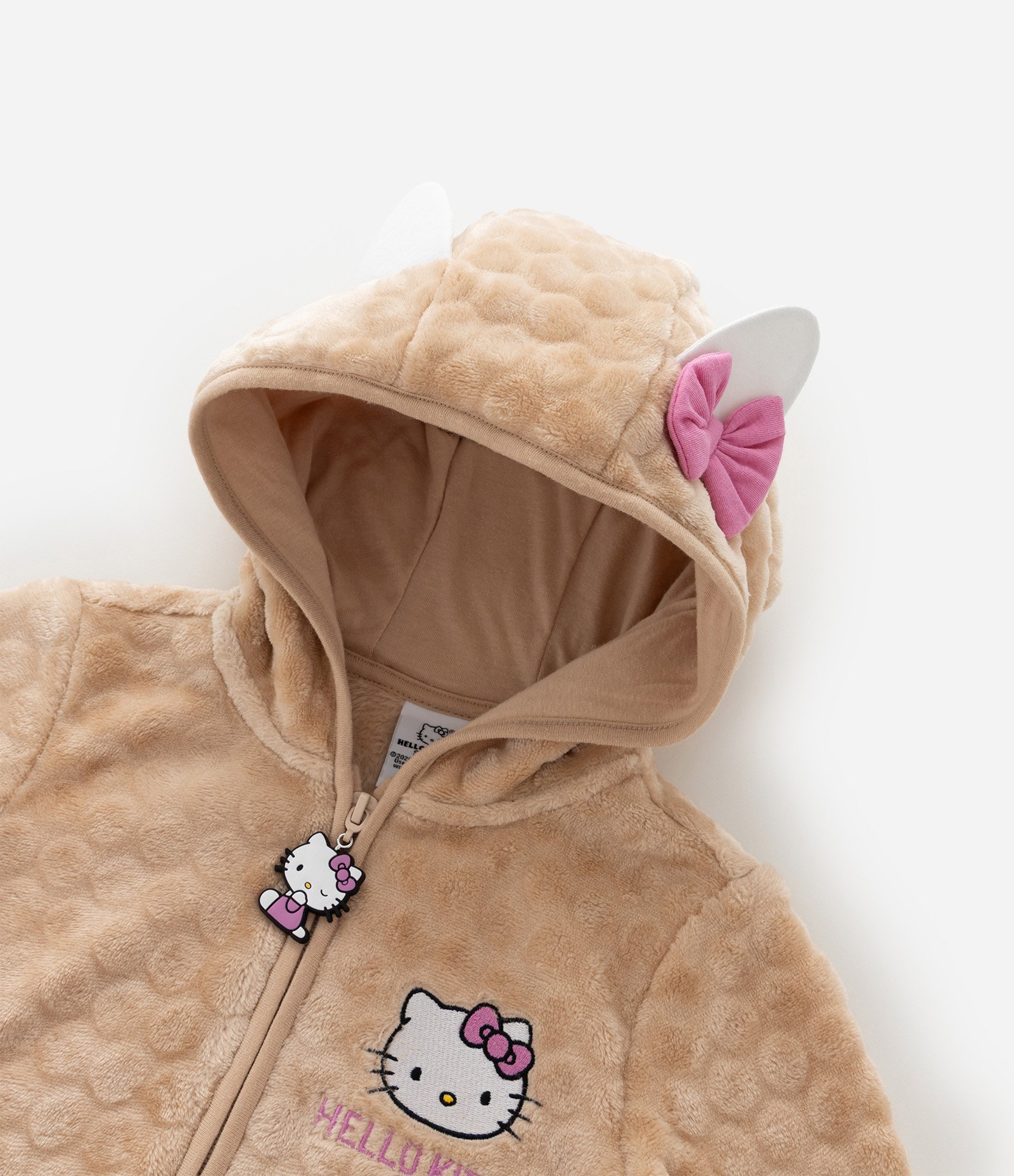 Jaqueta Infantil com Capuz Hello Kitty – Tam 2 a 12 Anos Bege 9