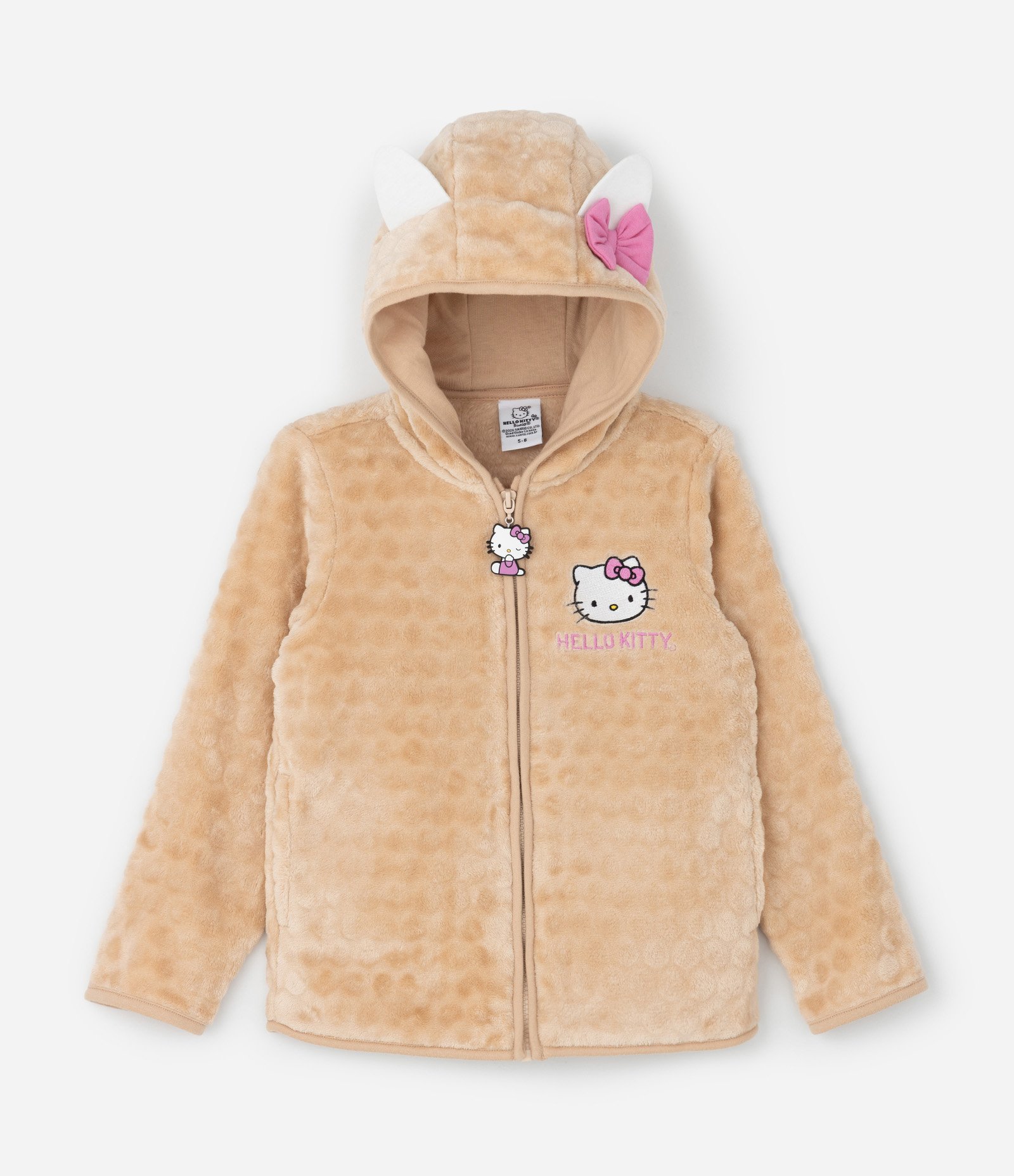 Jaqueta Infantil com Capuz Hello Kitty – Tam 2 a 12 Anos Bege 1