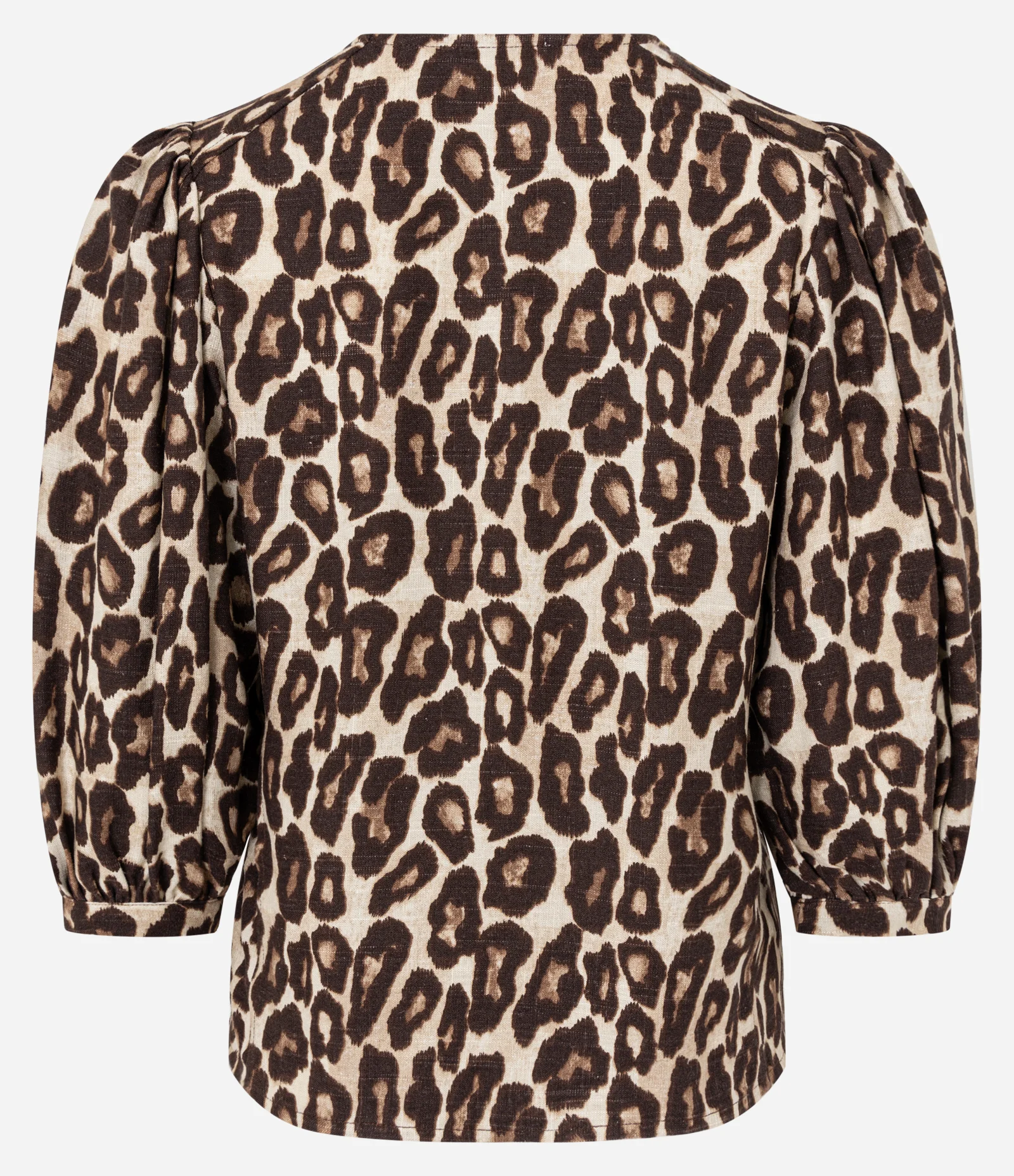 Blusa em Viscolinho com Mangas Bufantes e Estampa Animal Print Marrom 2