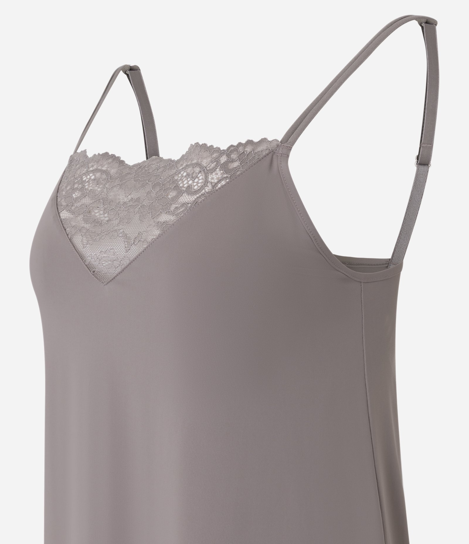 Camisola Curta de Alcinha com Renda no Decote Cinza 2