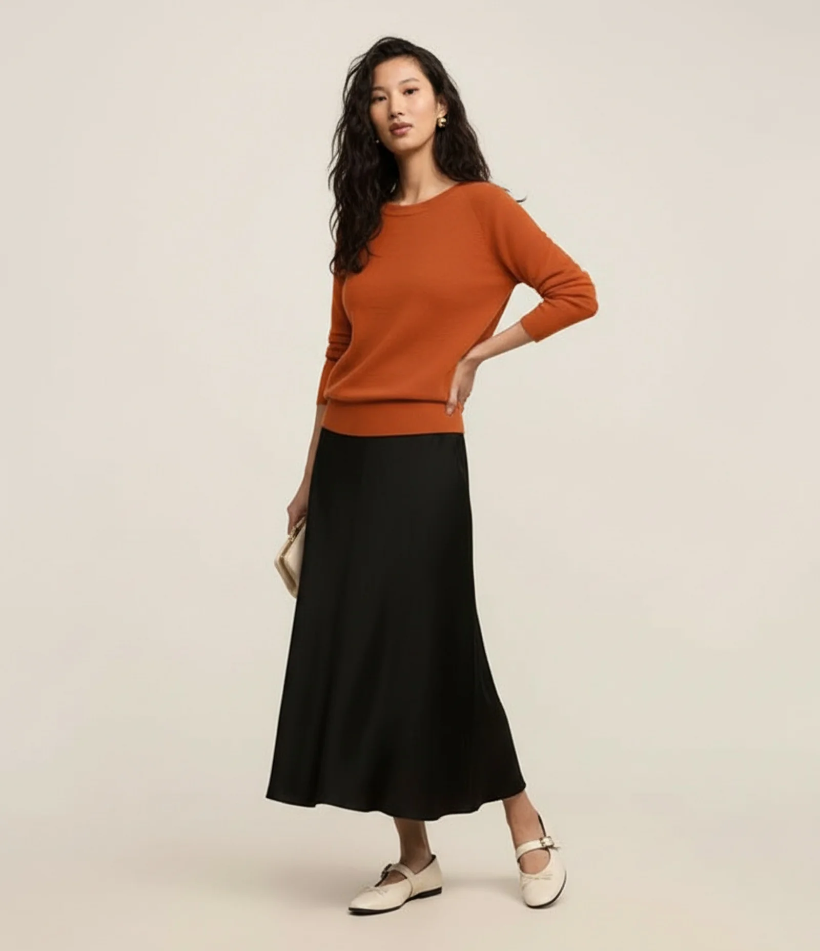 Suéter em Tricô com Gola Redonda Laranja 3