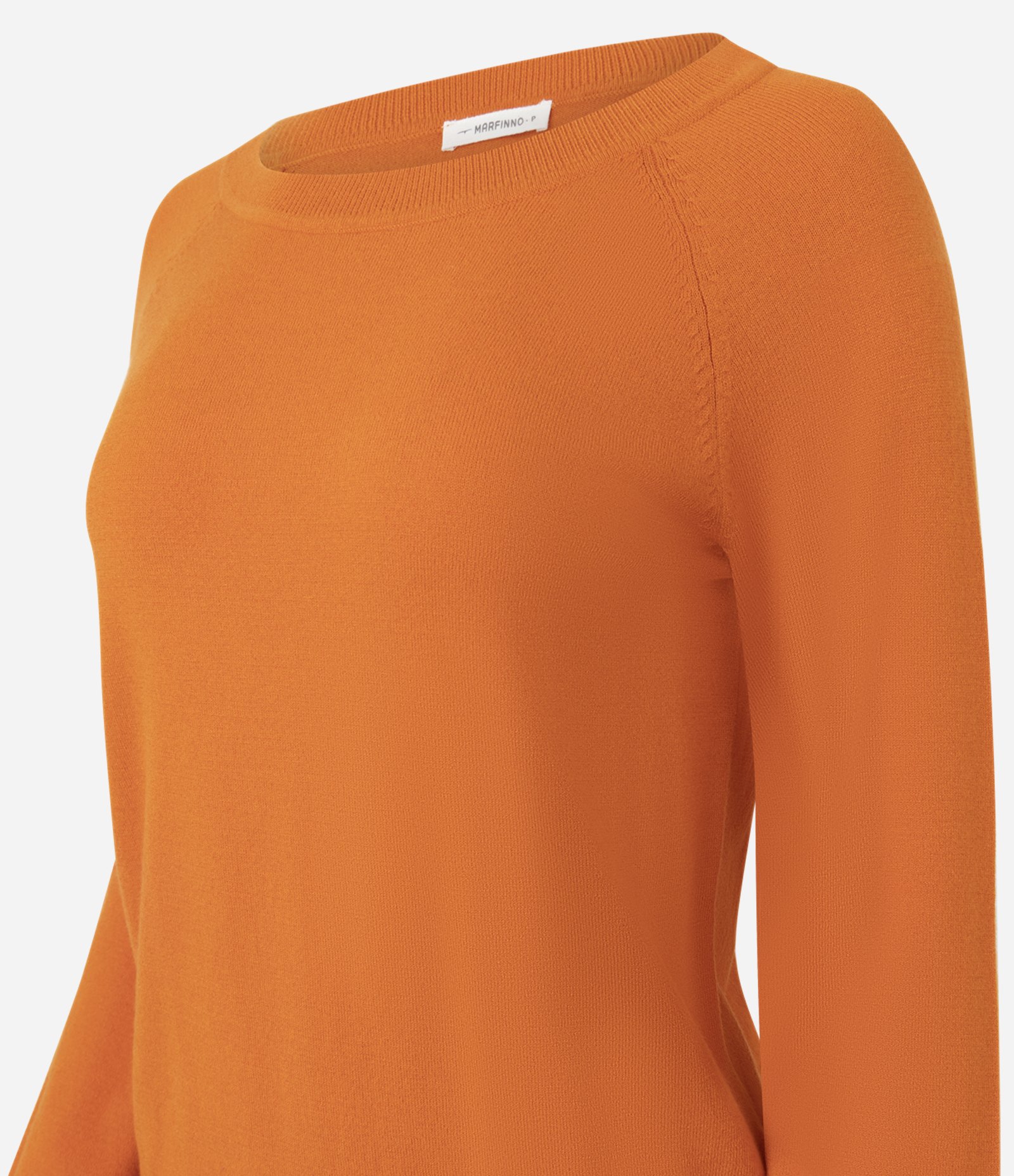 Suéter em Tricô com Gola Redonda Laranja 7