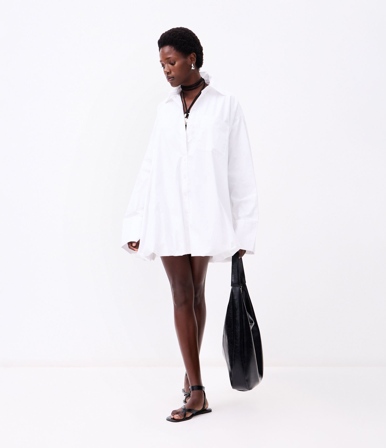 Vestido Chemise Maxi Oversized em Tricoline com Abotoamento Branco 3