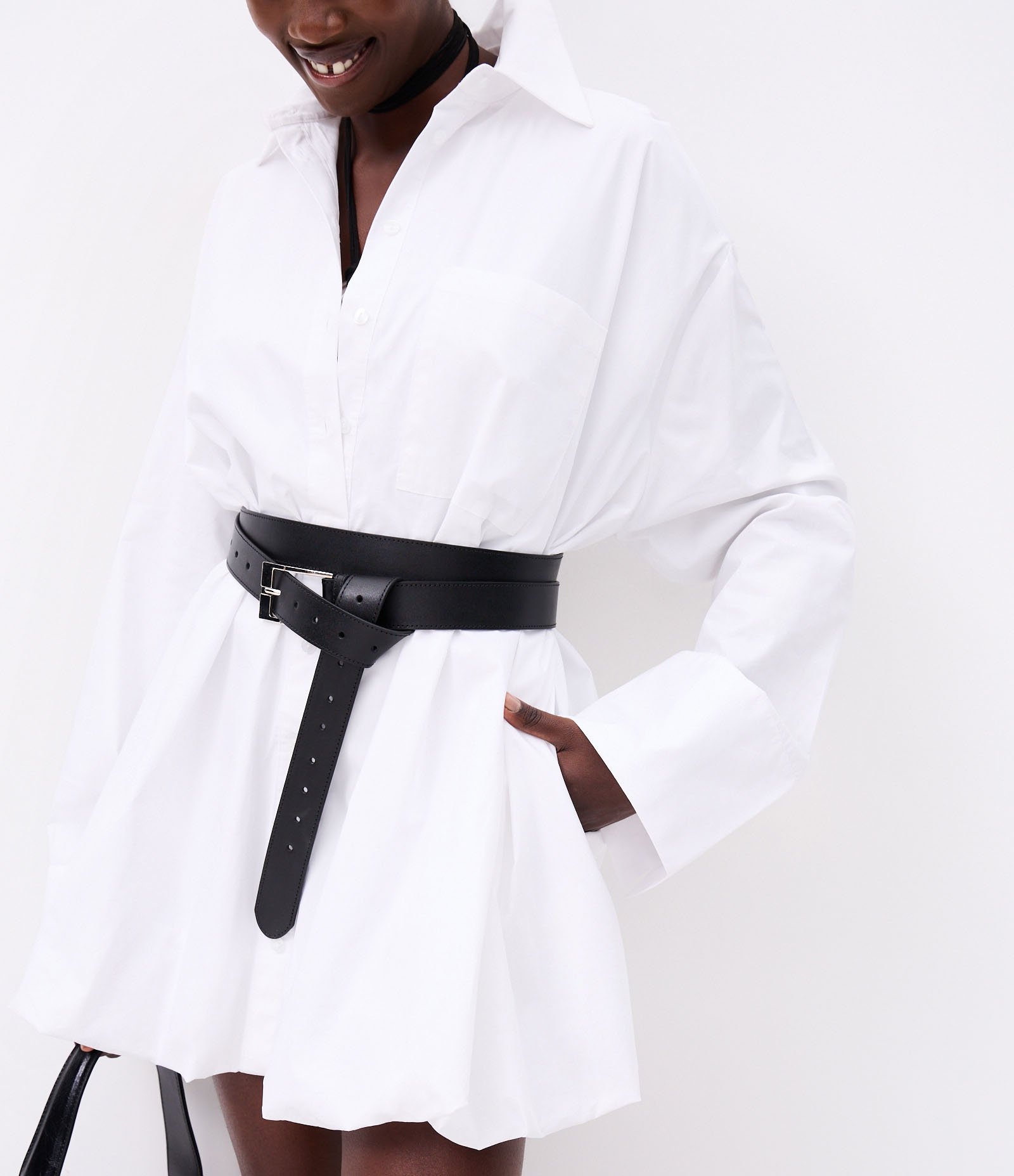 Vestido Chemise Maxi Oversized em Tricoline com Abotoamento Branco 6