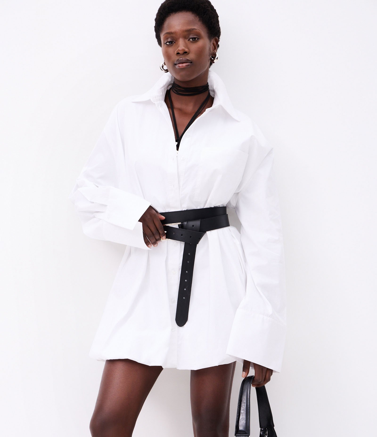 Vestido Chemise Maxi Oversized em Tricoline com Abotoamento Branco 7